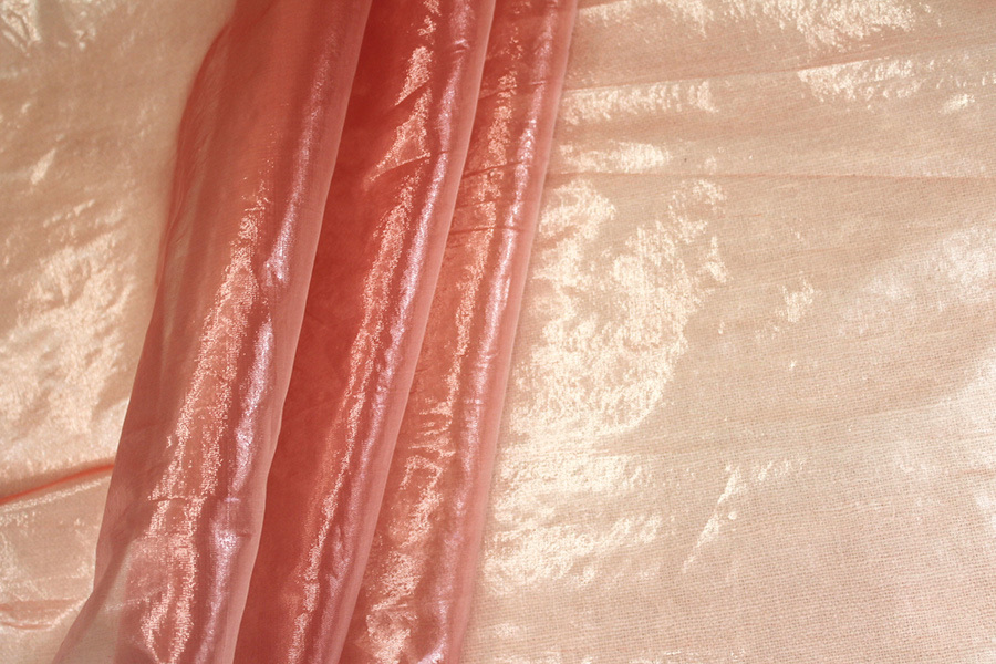 Poly Lurex Organza - Coral fabric, image 4 of 6