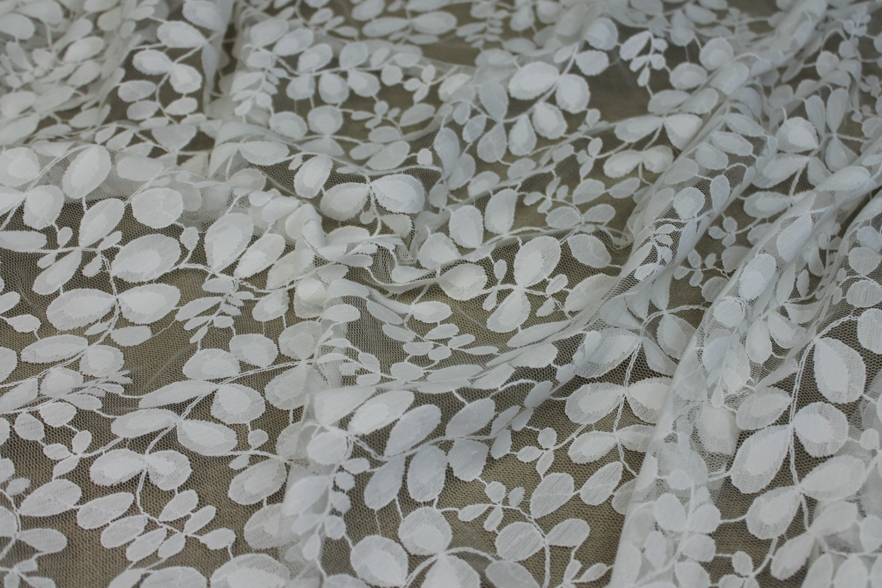 Leaf Pattern Lace - Ivory fabric, image 3 of 7