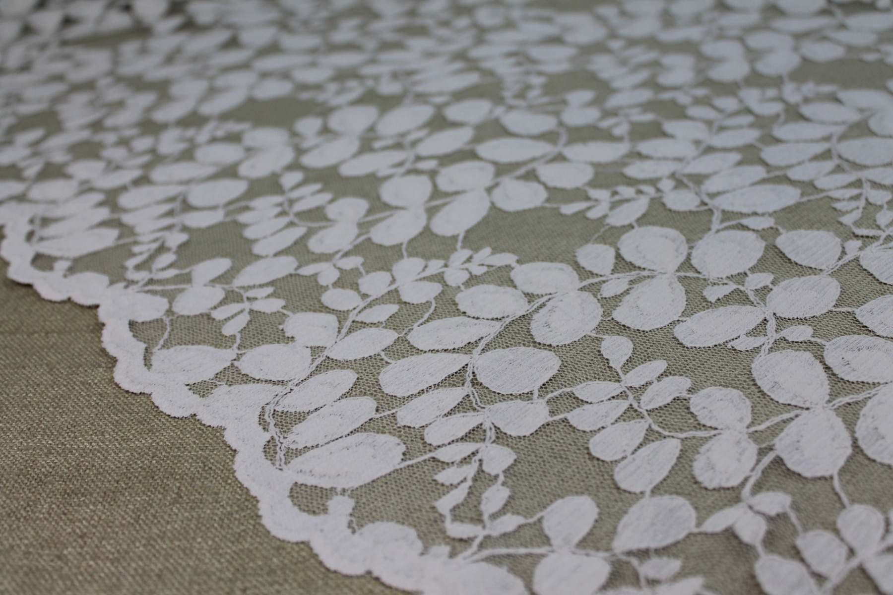 Leaf Pattern Lace - Oyster fabric