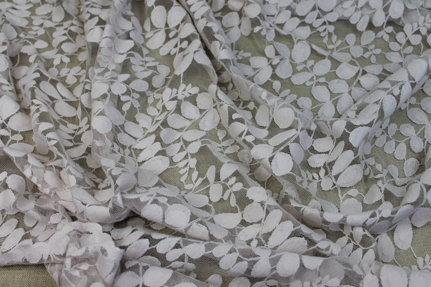 Leaf Pattern Lace - Oyster fabric, image 3 of 6