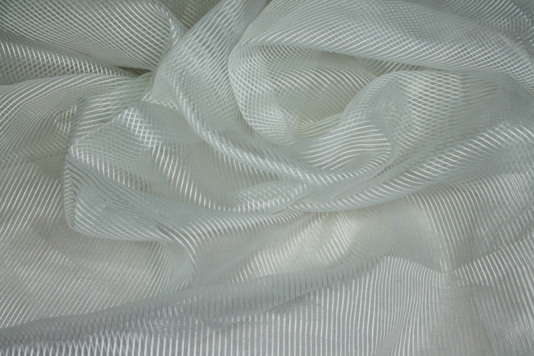 Sheer Stripe Organza - Ivory - 112cm fabric, image 2 of 6