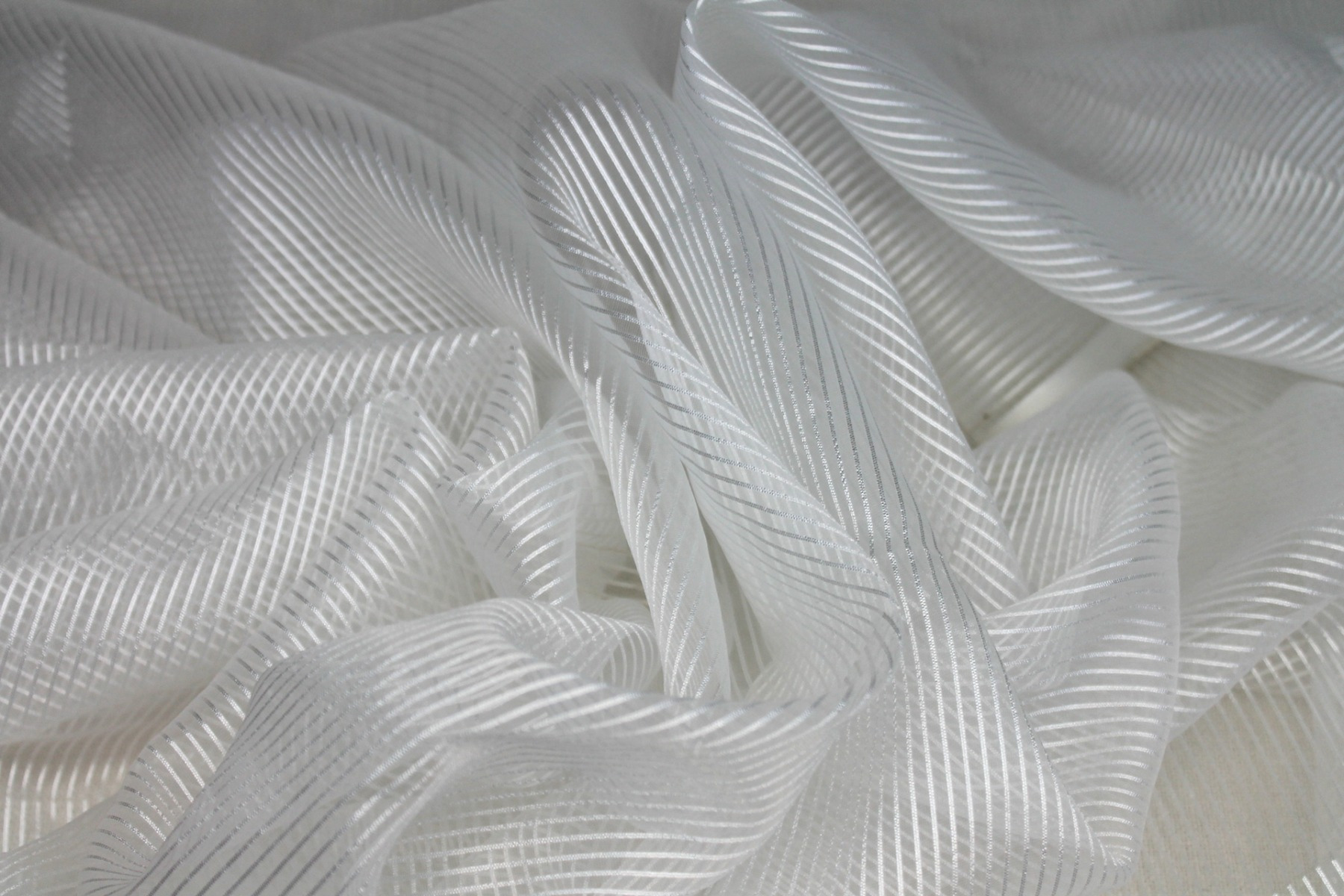 Sheer Stripe Organza - Ivory - 112cm fabric, image 3 of 6