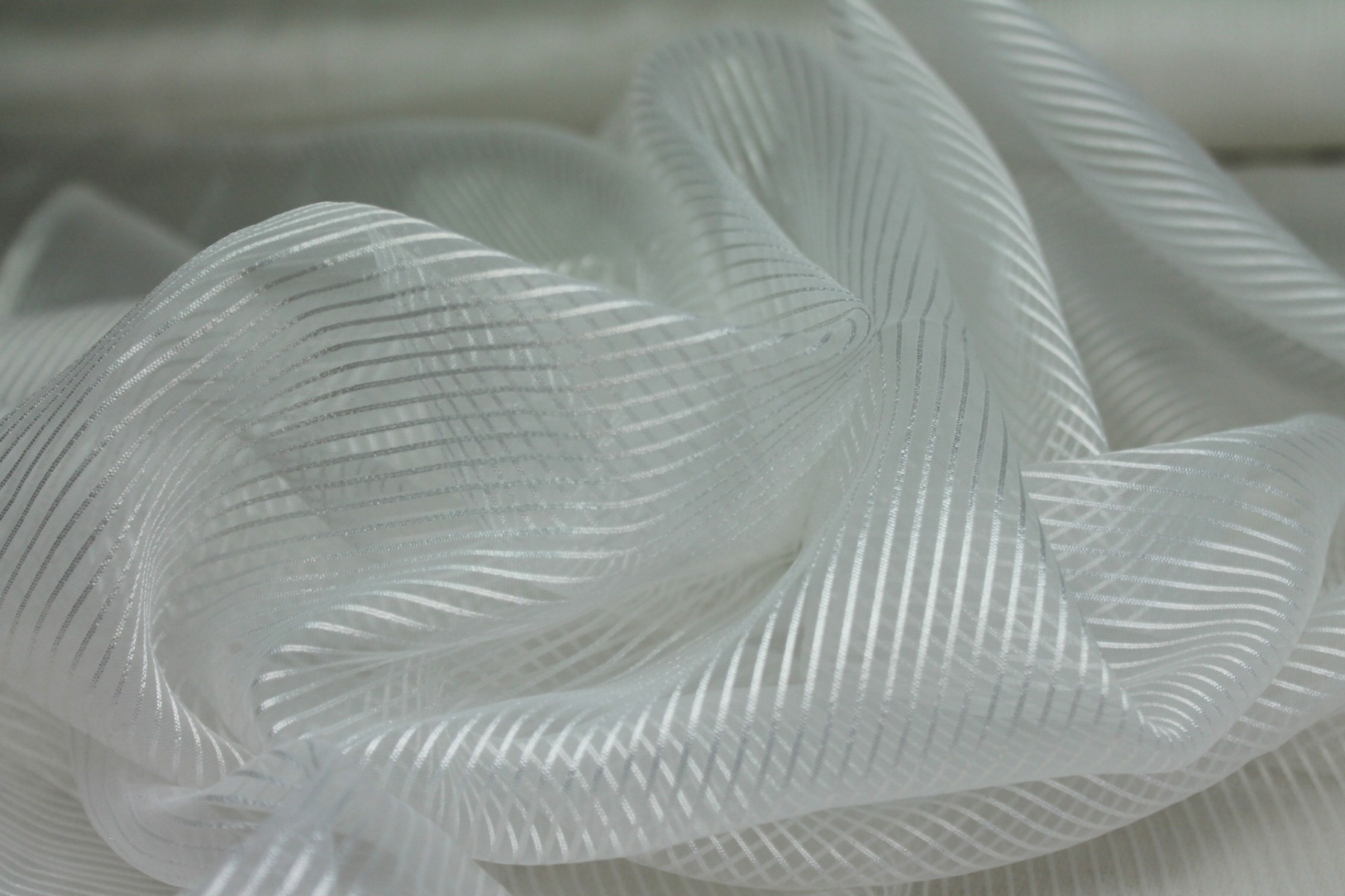 Sheer Stripe Organza - Ivory - 112cm fabric