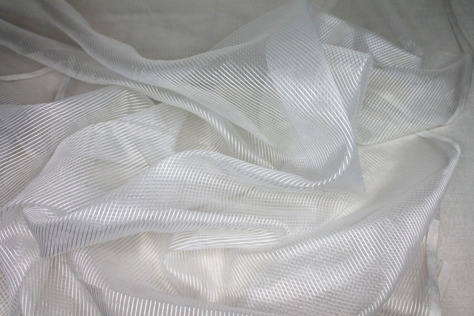 Sheer Stripe Organza - Ivory - 112cm fabric, image 5 of 6