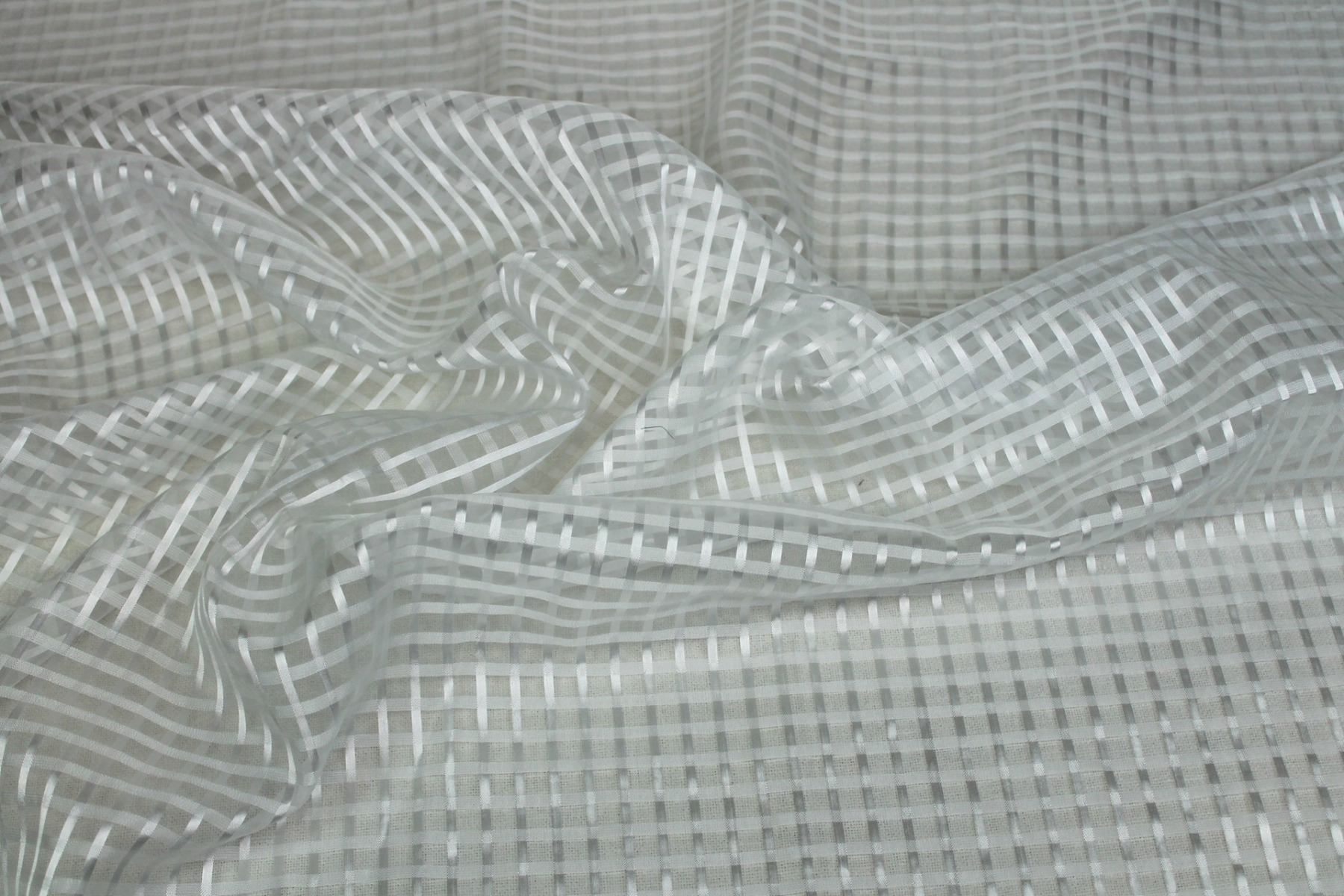 Sheer Check Organza - Ivory - 112cm fabric, image 2 of 8