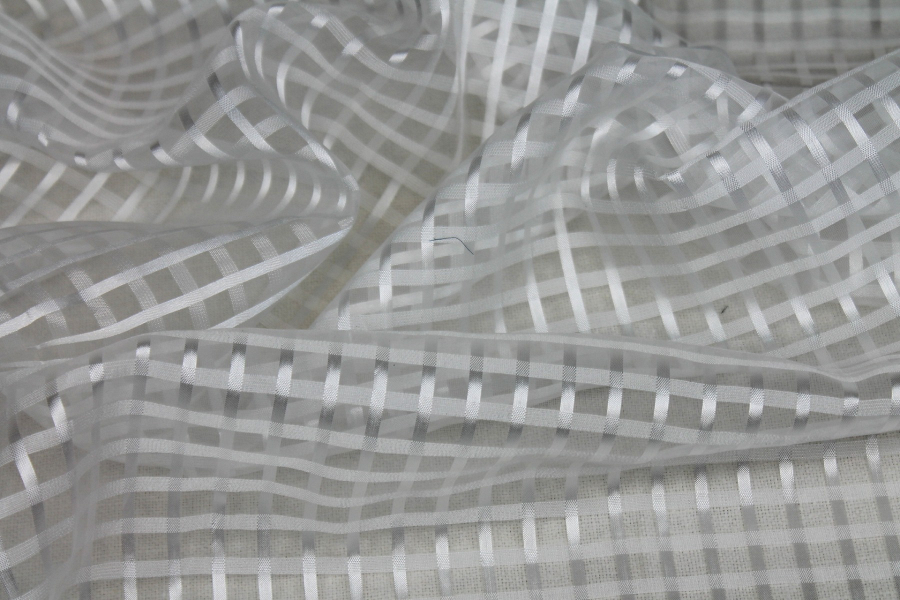 Sheer Check Organza - Ivory - 112cm fabric, image 3 of 8