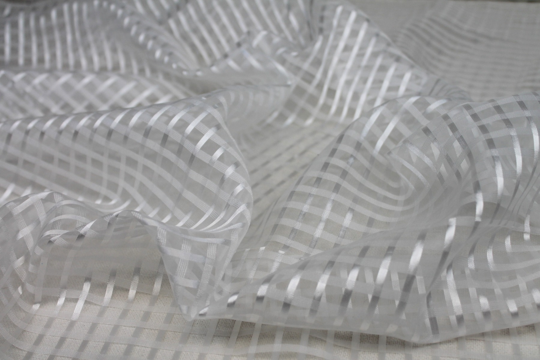 Sheer Check Organza - Ivory - 112cm fabric, image 4 of 8