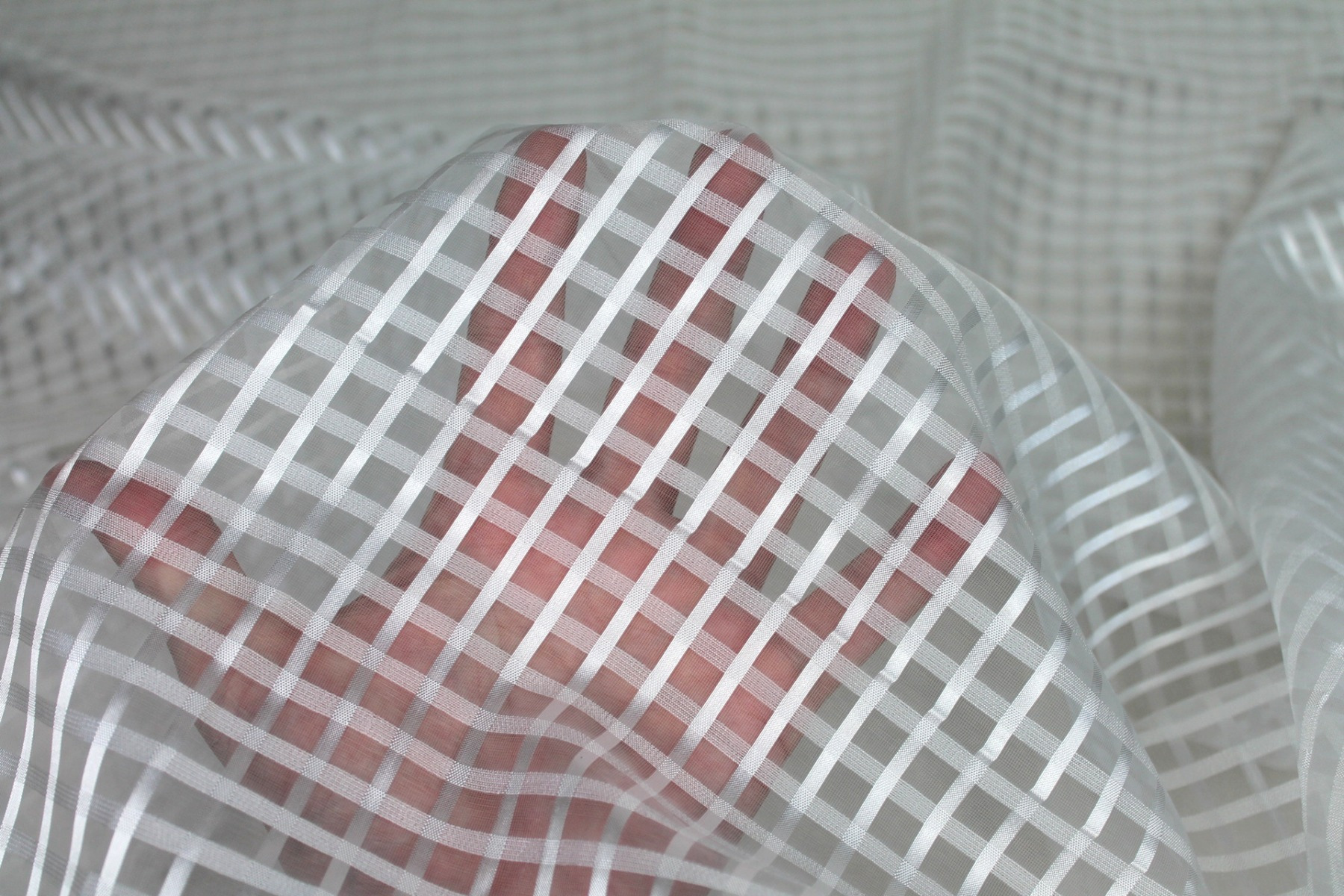 Sheer Check Organza - Ivory - 112cm fabric, image 5 of 8