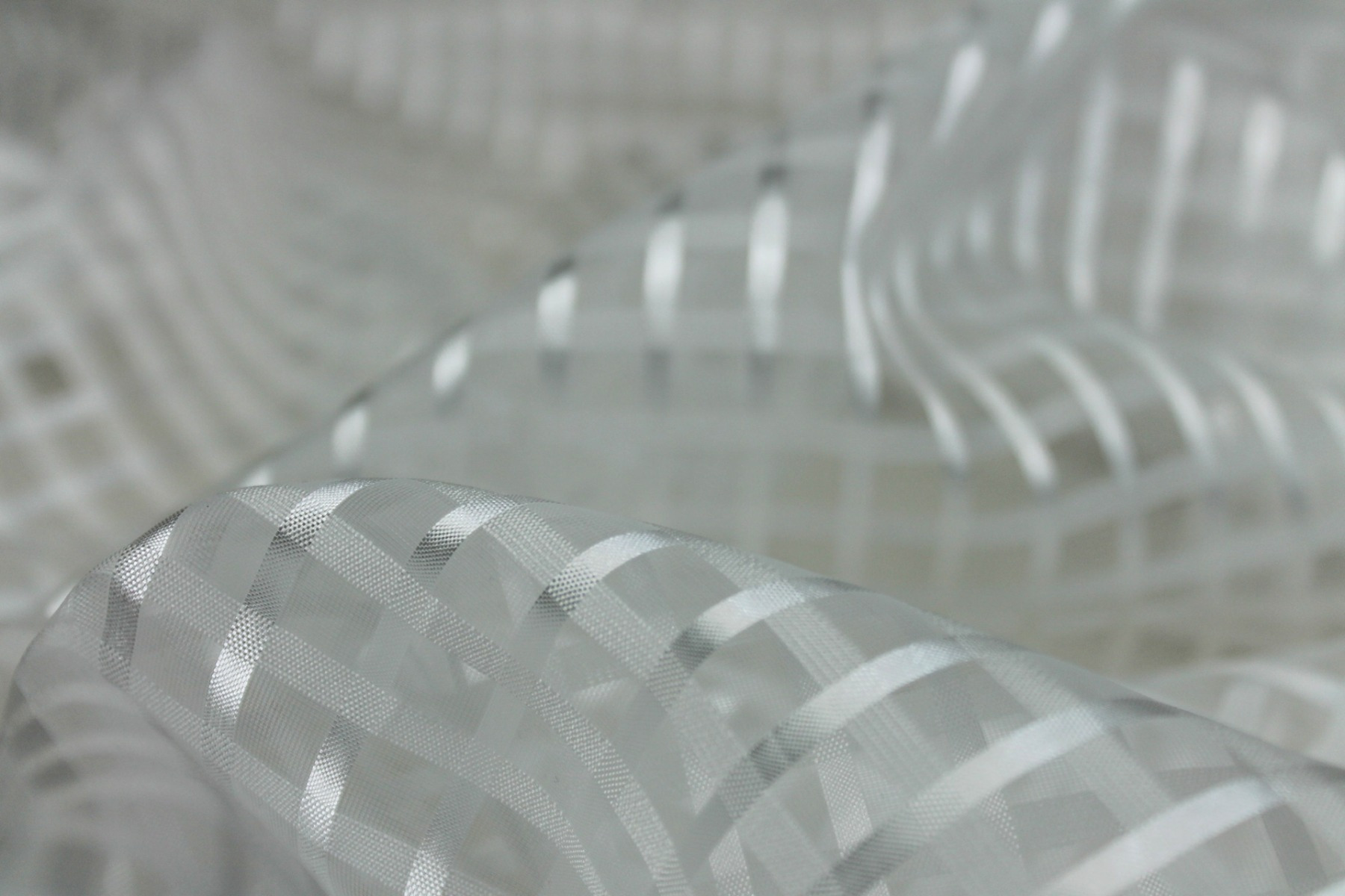 Sheer Check Organza - Ivory - 112cm fabric, image 6 of 8