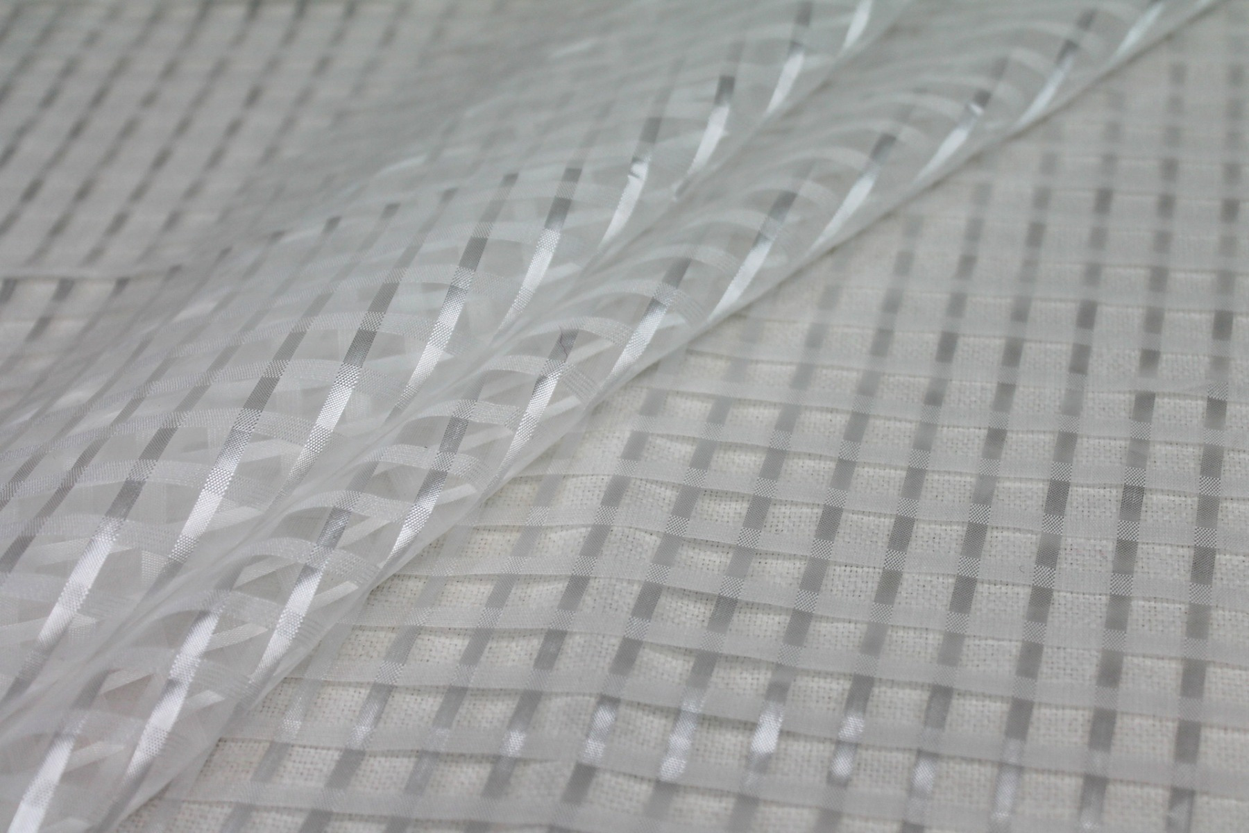Sheer Check Organza - Ivory - 112cm fabric, image 7 of 8