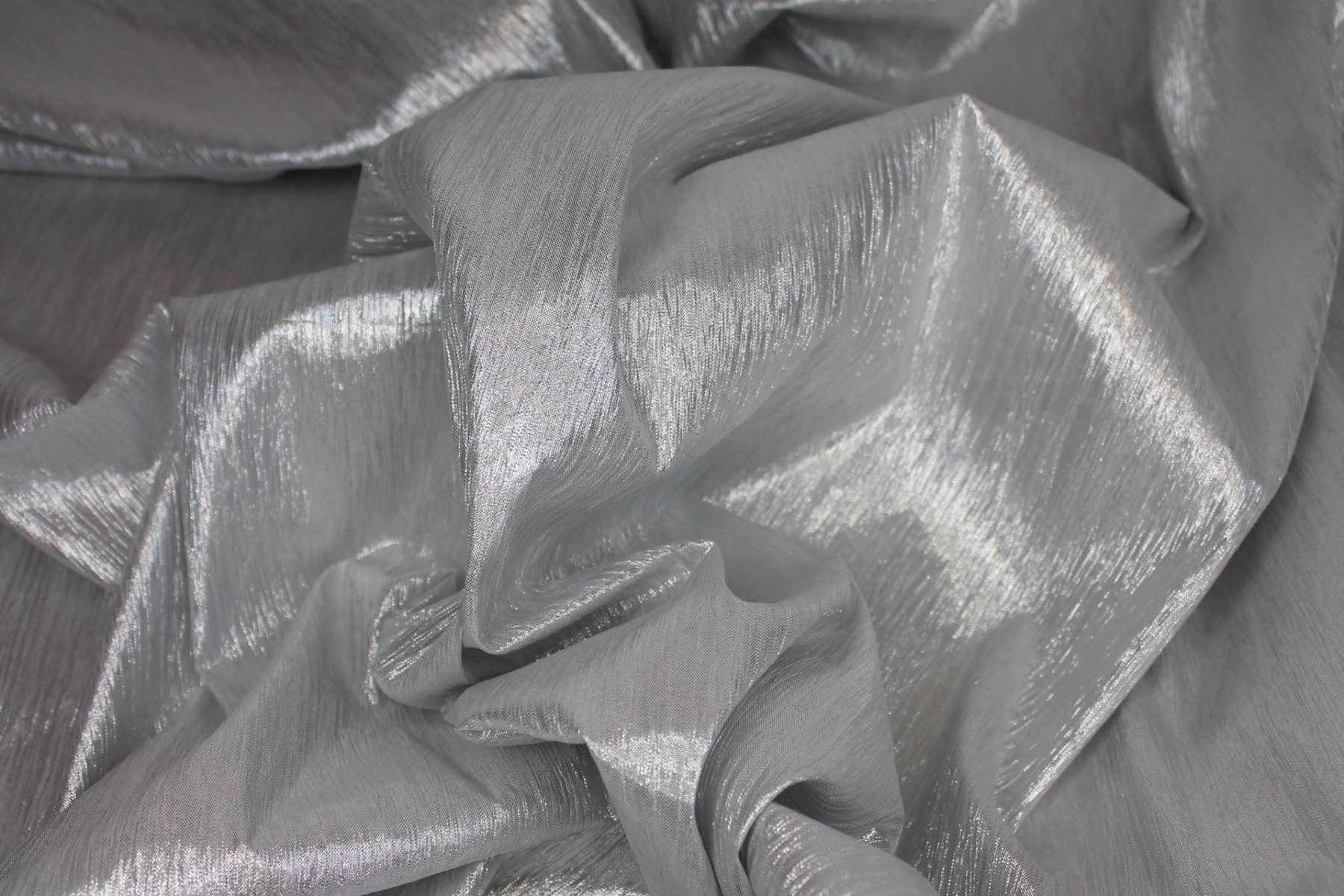 Silver Metallic Crinkle Lamé fabric