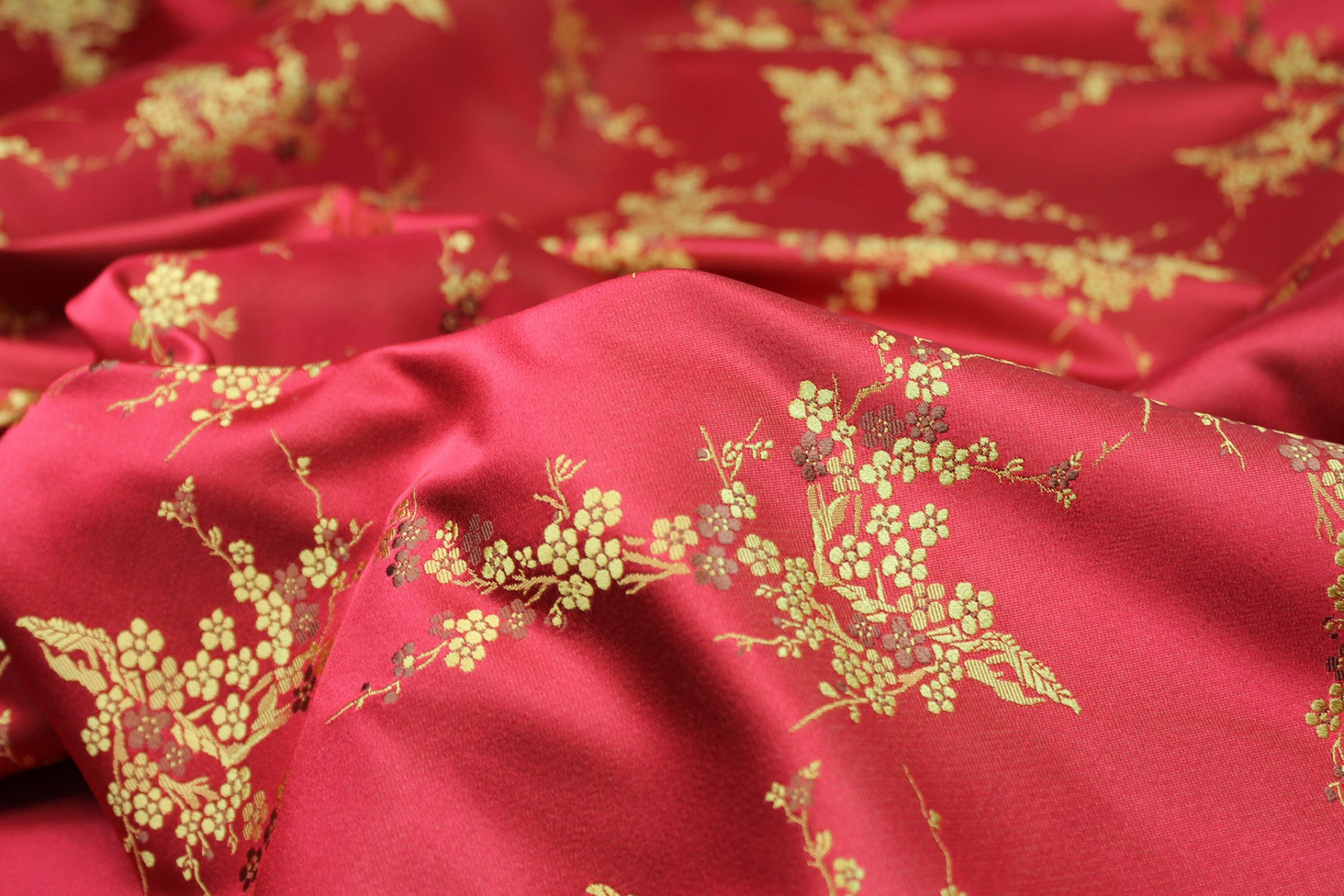 Chinese Brocade - Red w/Yellow Cherry Blossom fabric, image 4 of 7