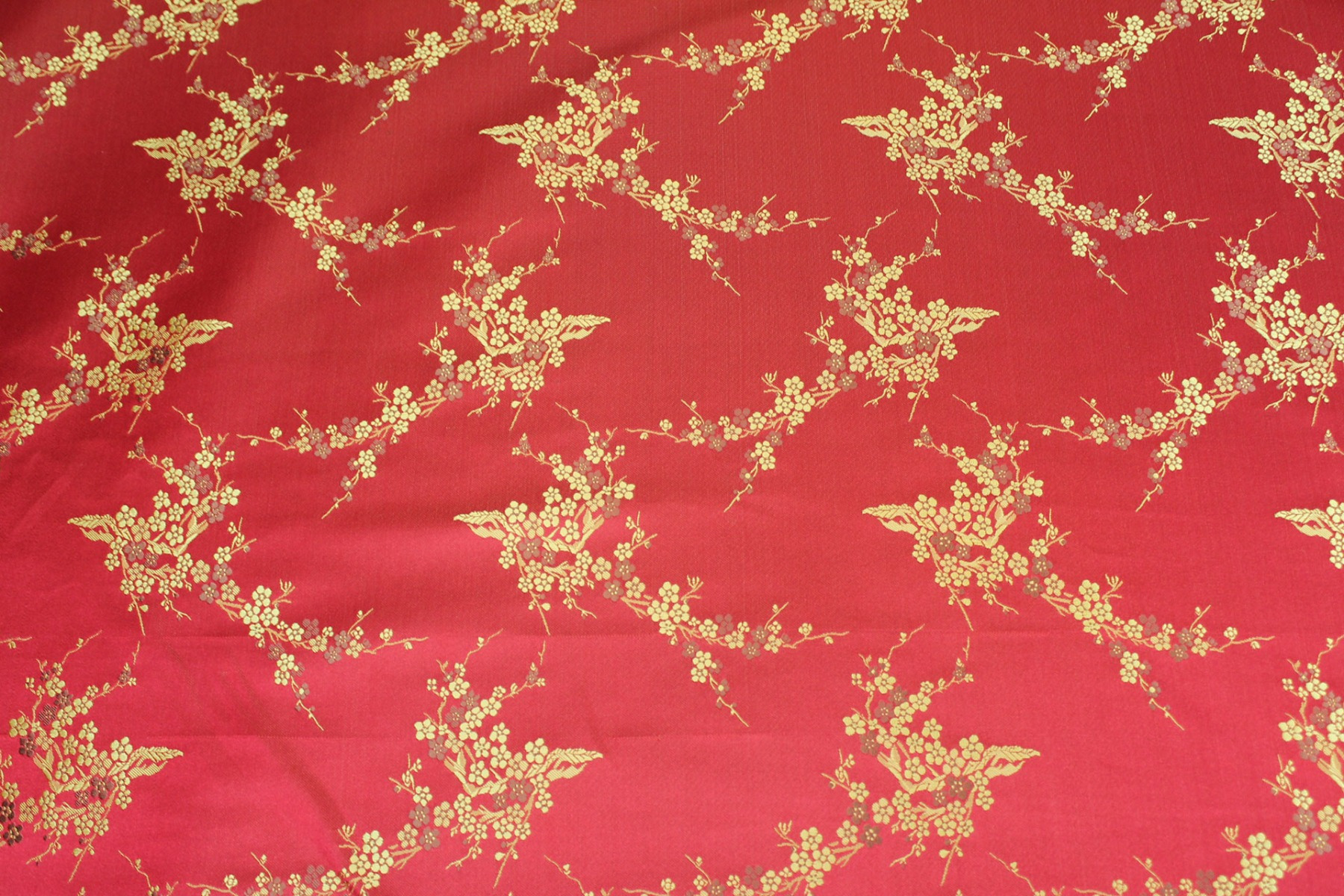 Chinese Brocade - Red w/Yellow Cherry Blossom fabric, image 5 of 7