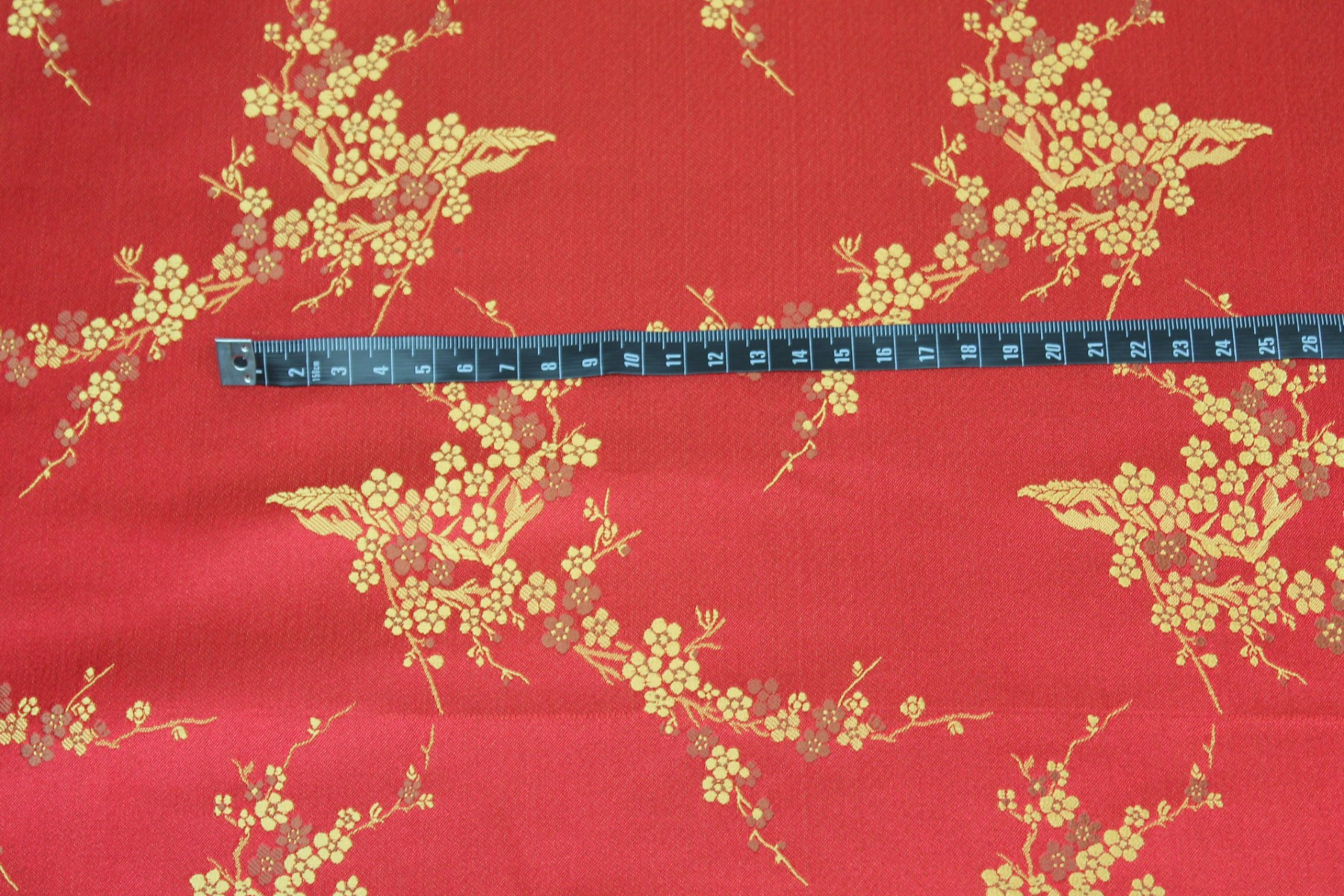 Chinese Brocade - Red w/Yellow Cherry Blossom fabric, image 6 of 7