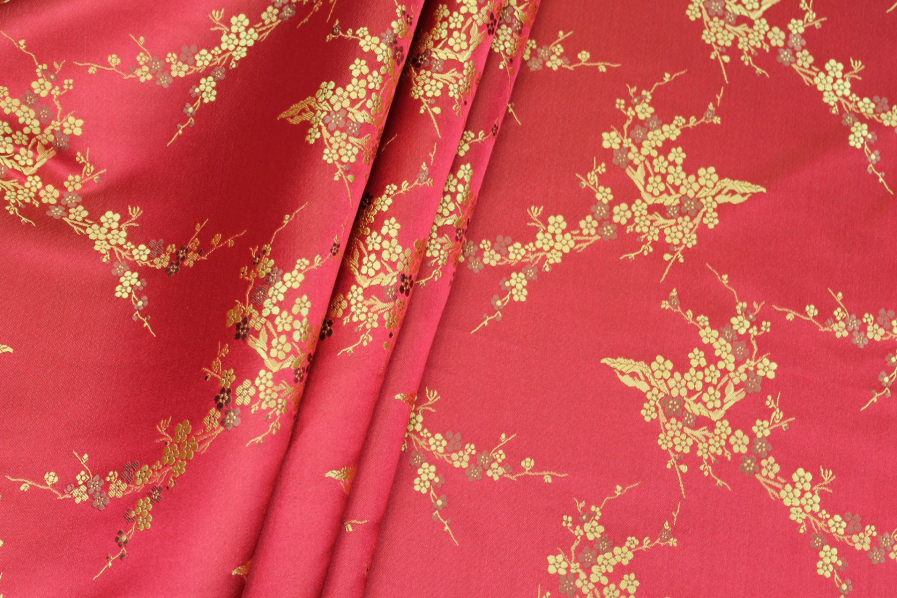 Chinese Brocade - Red w/Yellow Cherry Blossom fabric, image 7 of 7