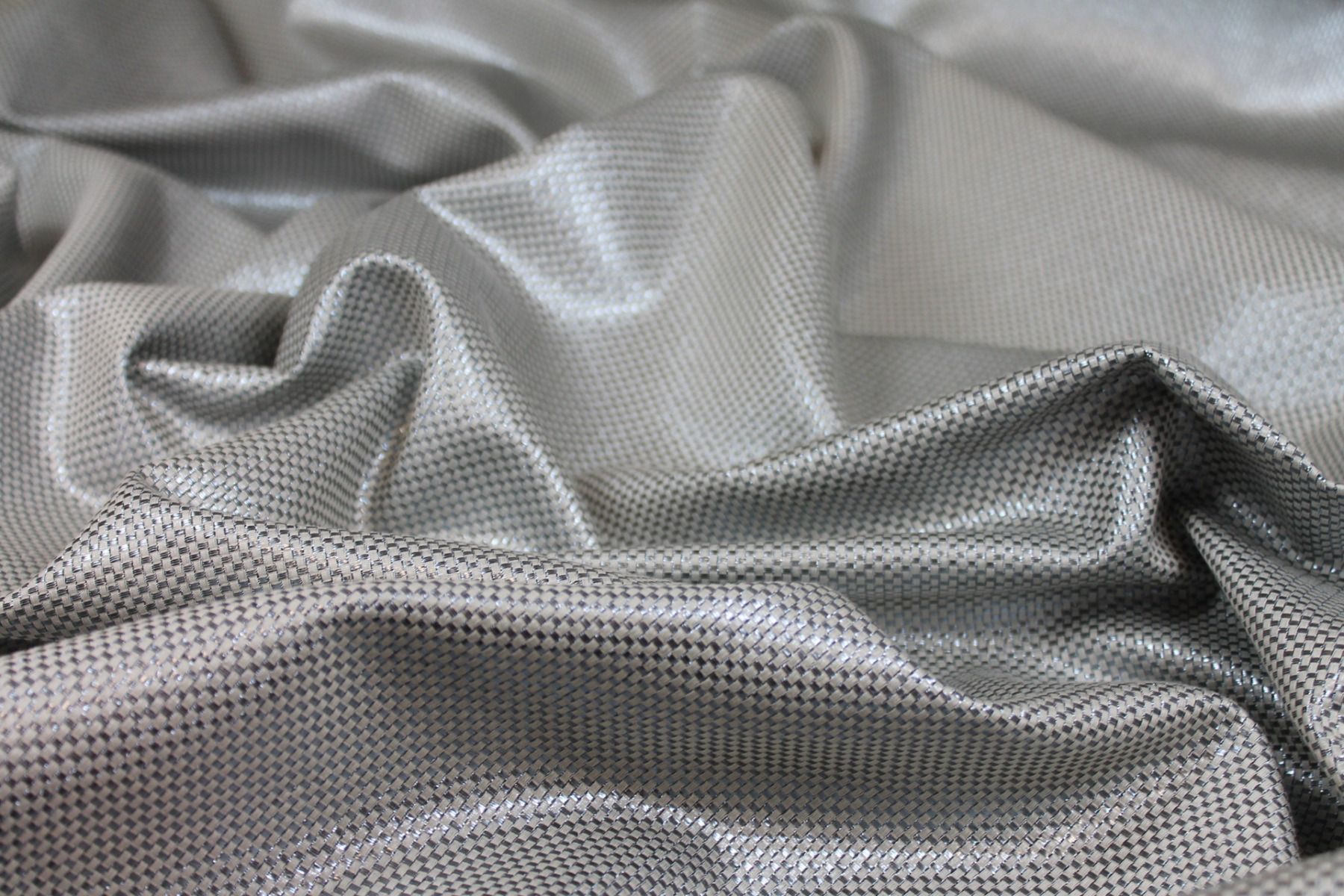 Metallic Texture Basket Weave - Blue Ivory fabric, image 2 of 9