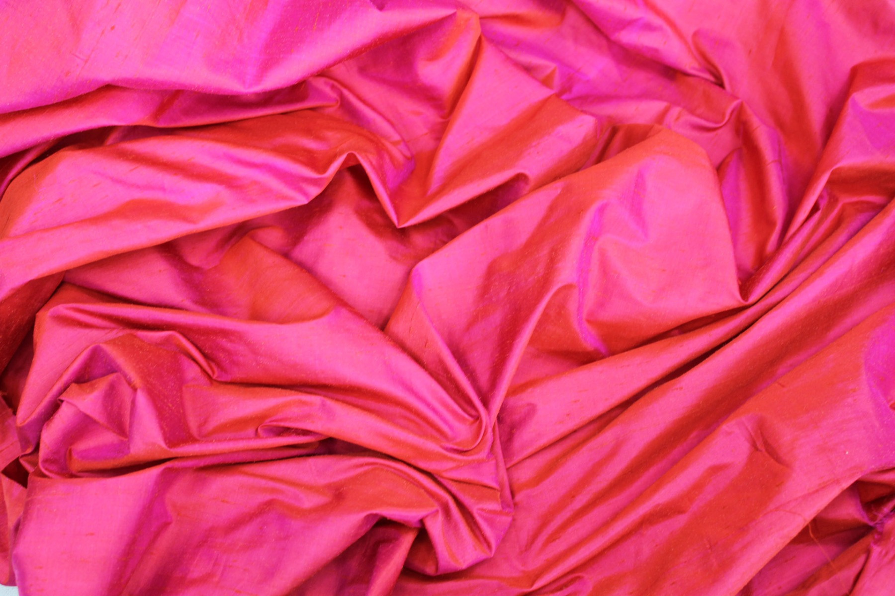 Silk Dupion - Coral shot Pink fabric, image 2 of 5