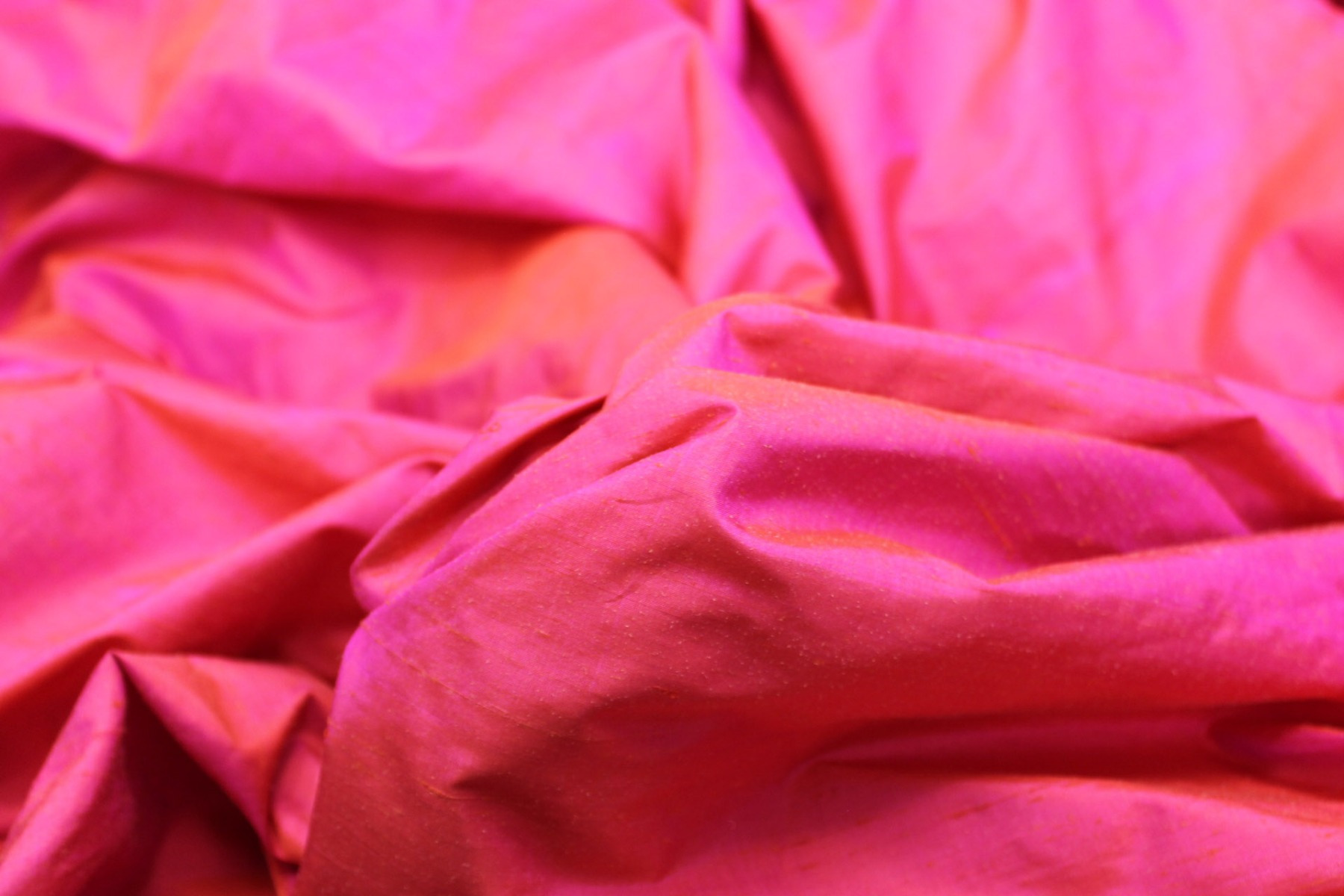 Silk Dupion - Coral shot Pink fabric, image 3 of 5