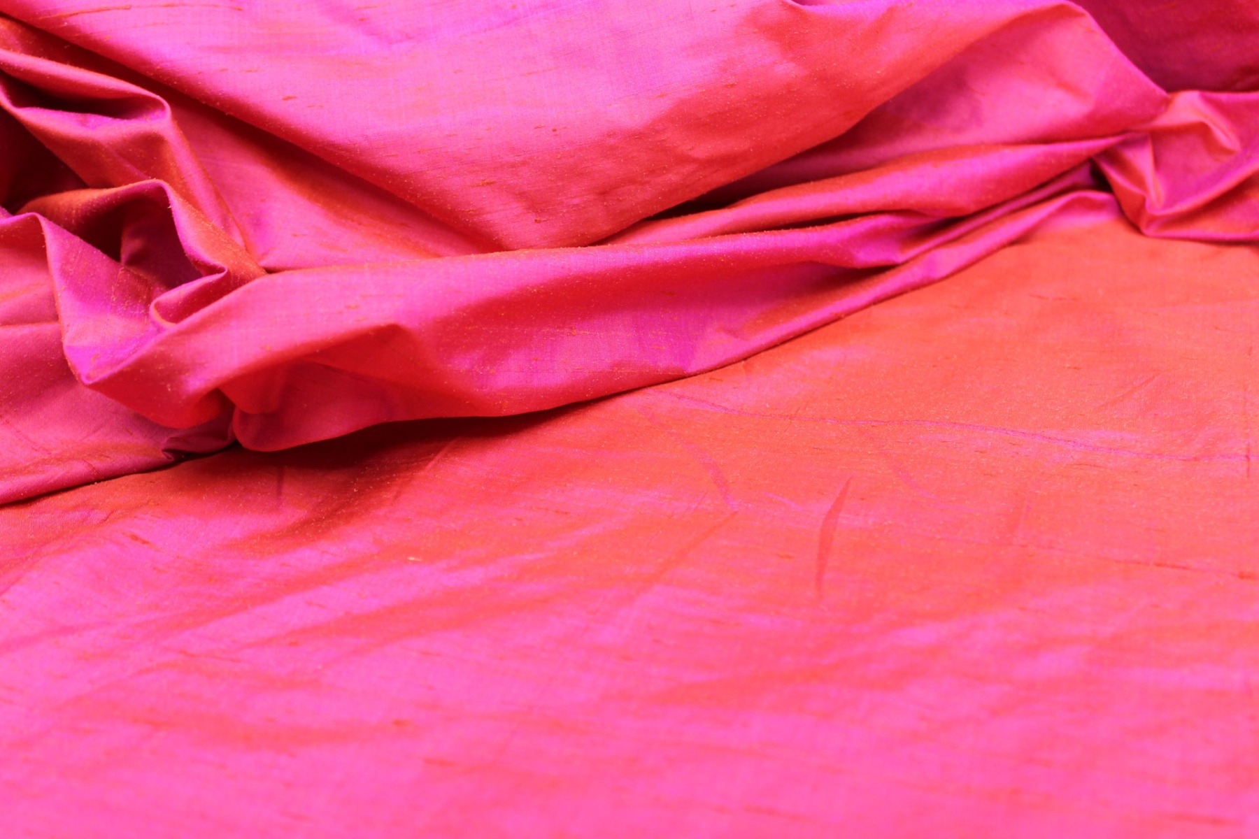 Silk Dupion - Coral shot Pink fabric, image 5 of 5
