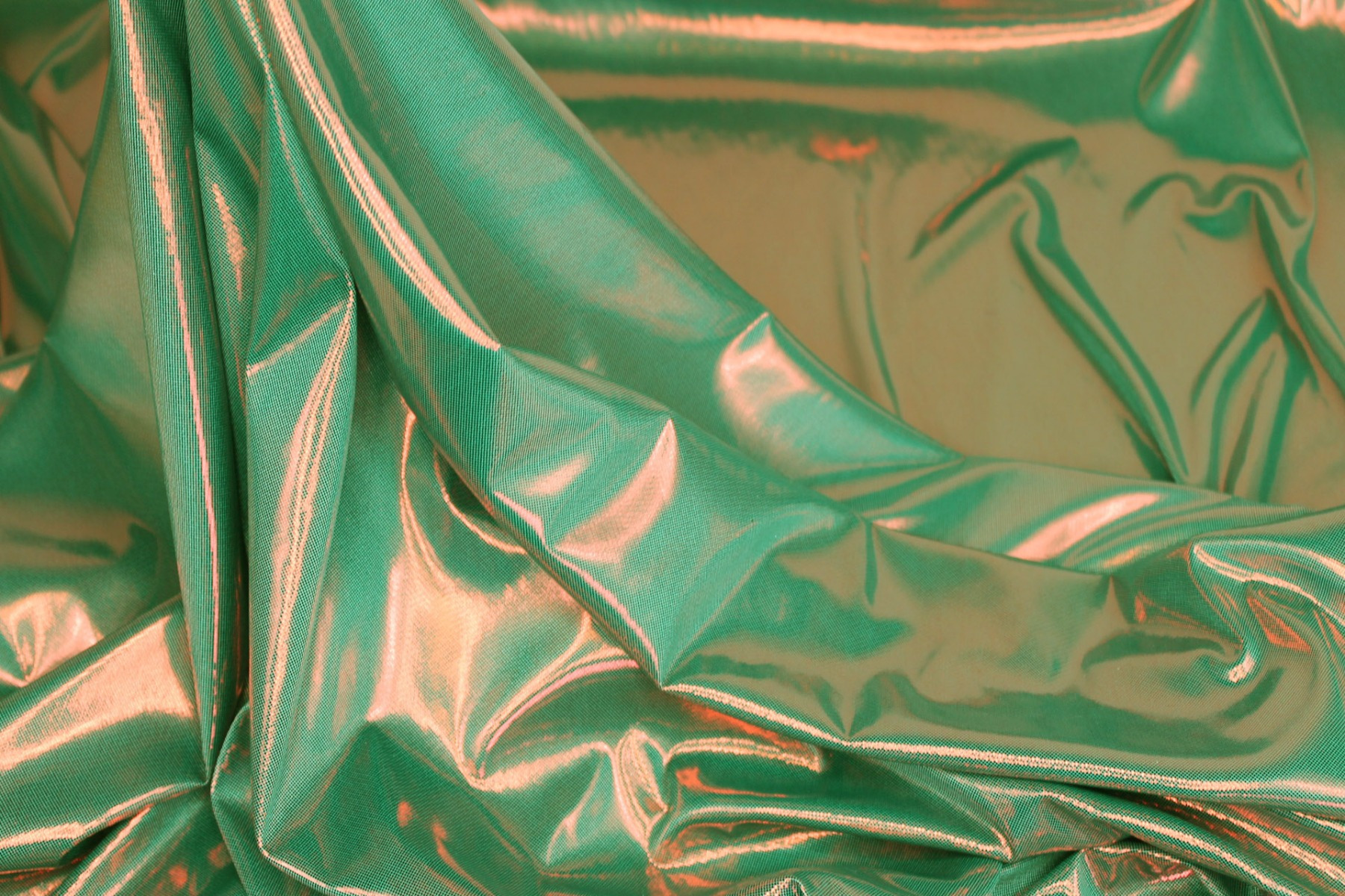 Metallic Foiled Jersey - "Liquid Lamé" - Green / Red fabric, image 4 of 7