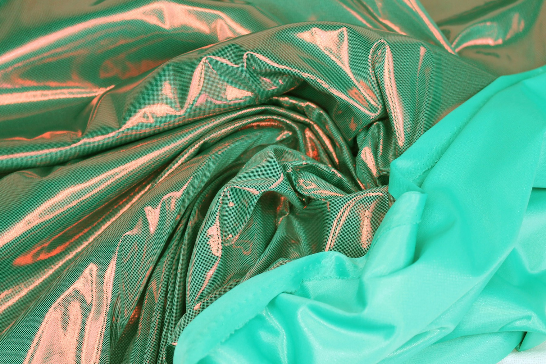 Metallic Foiled Jersey - "Liquid Lamé" - Green / Red fabric, image 7 of 7