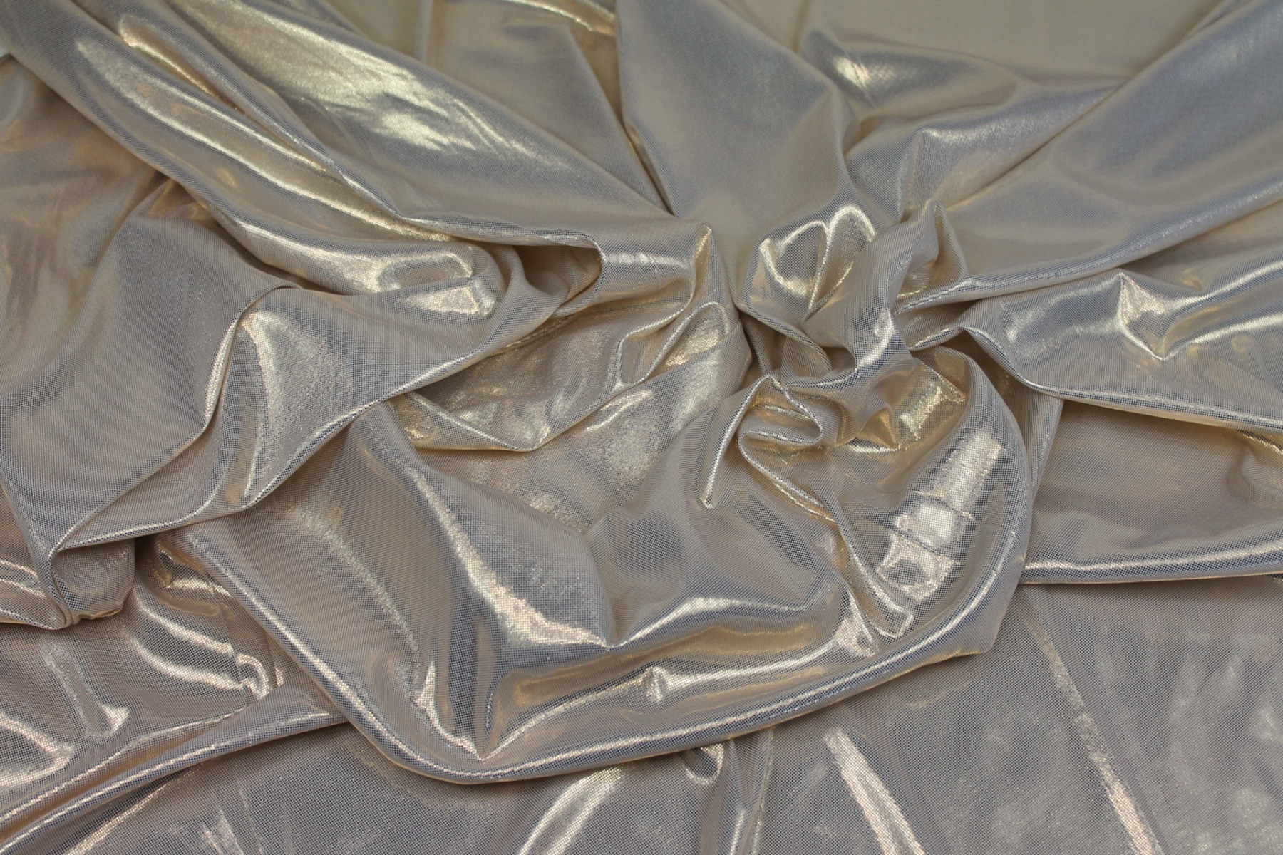 Metallic Foiled Jersey - "Liquid Lamé" - Ivory / Gold fabric, image 2 of 5