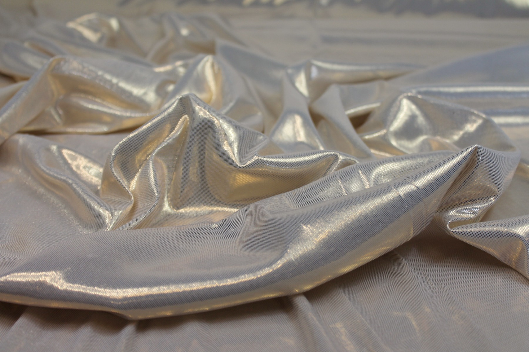 Metallic Foiled Jersey - "Liquid Lamé" - Ivory / Gold fabric, image 3 of 5