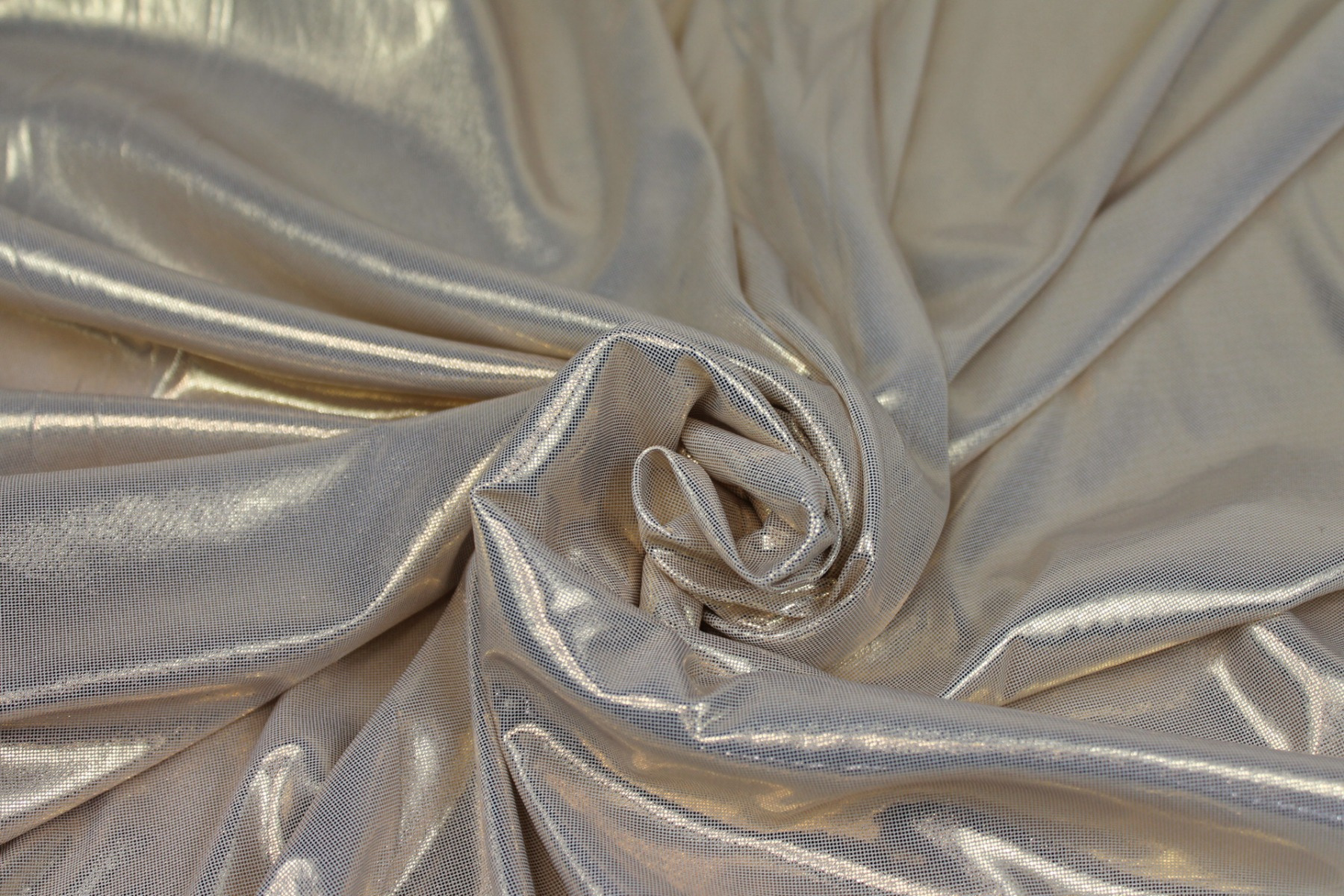 Metallic Foiled Jersey - "Liquid Lamé" - Ivory / Gold fabric, image 5 of 5