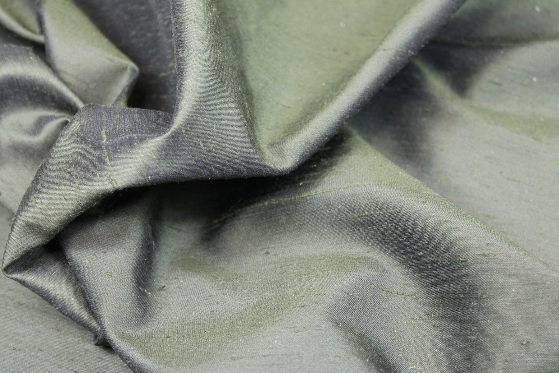 Satin Backed Silk Dupion - Forest Green Black fabric, image 3 of 7