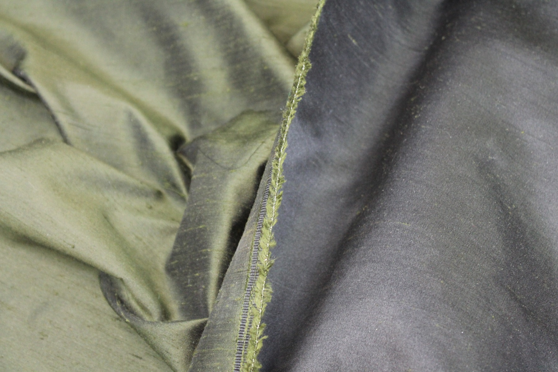 Satin Backed Silk Dupion - Forest Green Black fabric, image 4 of 7