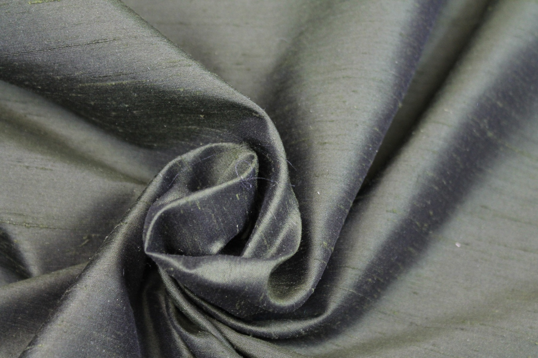 Satin Backed Silk Dupion - Forest Green Black fabric, image 5 of 7