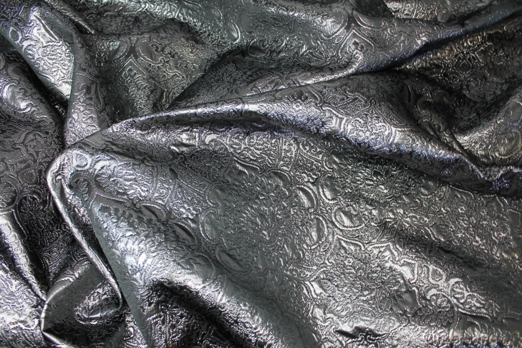 Anthracite Grey Metallic Brocade fabric