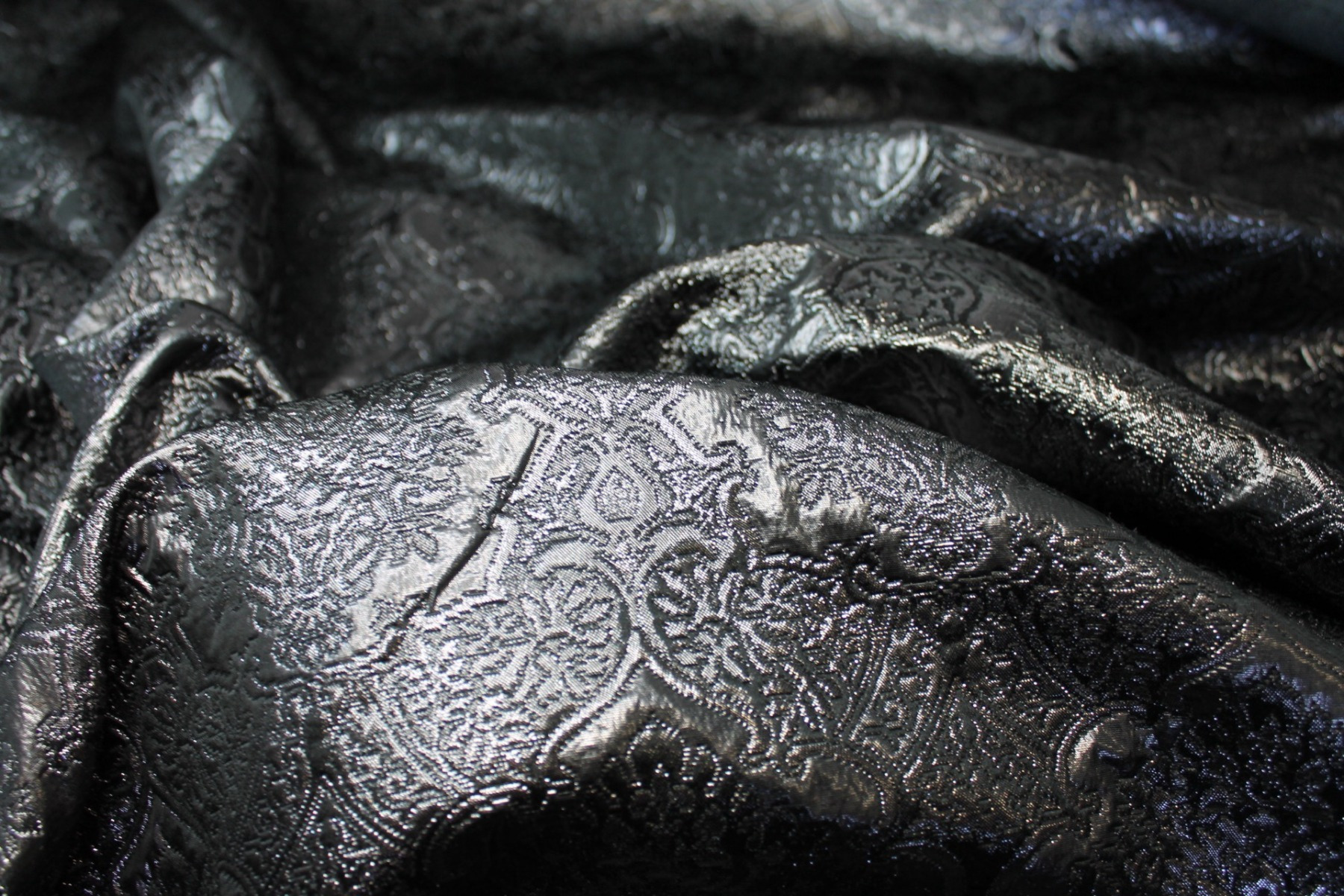 Anthracite Grey Metallic Brocade fabric, image 3 of 8