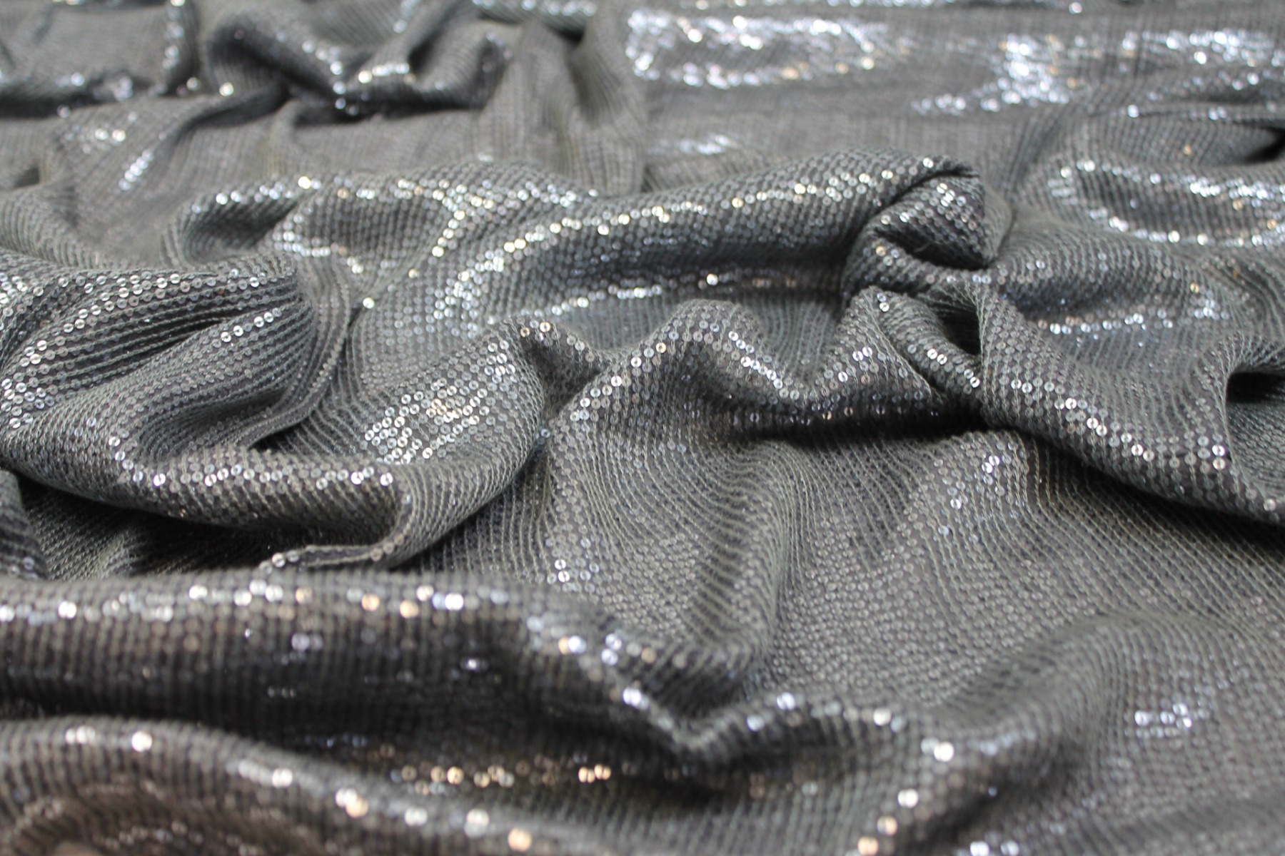 Micro Sequin On Silk Chiffon - Anthracite fabric, image 4 of 7