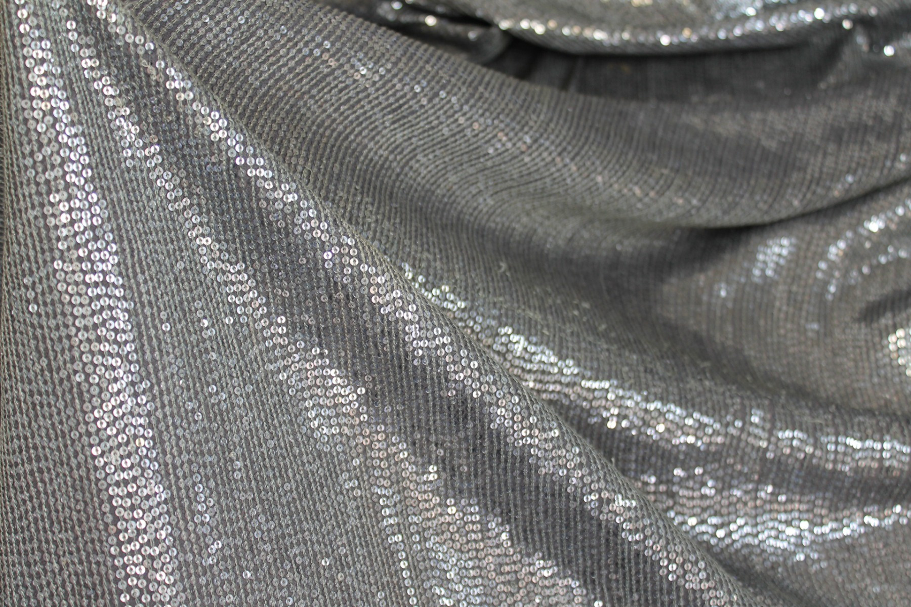 Micro Sequin On Silk Chiffon - Anthracite fabric, image 6 of 7