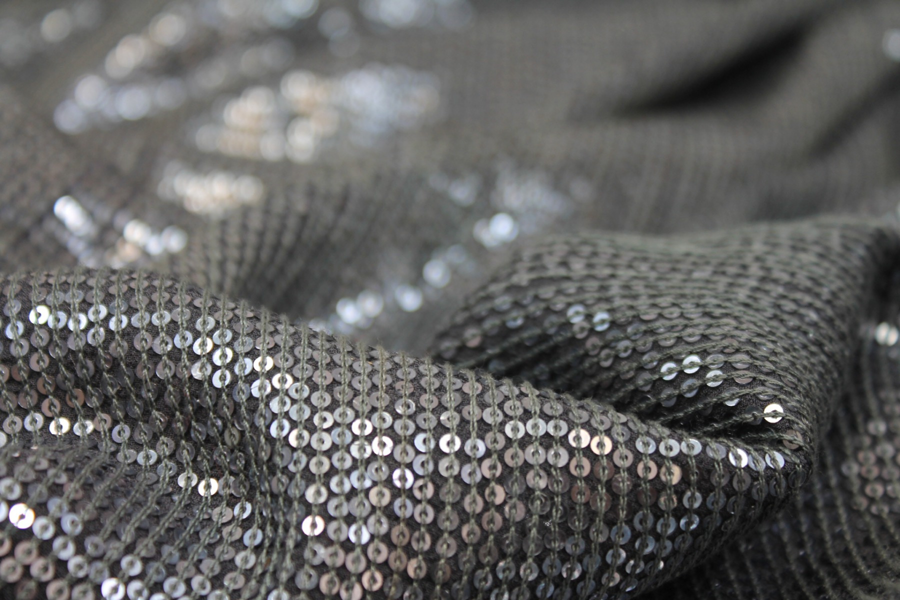 Micro Sequin On Silk Chiffon - Anthracite fabric, image 7 of 7