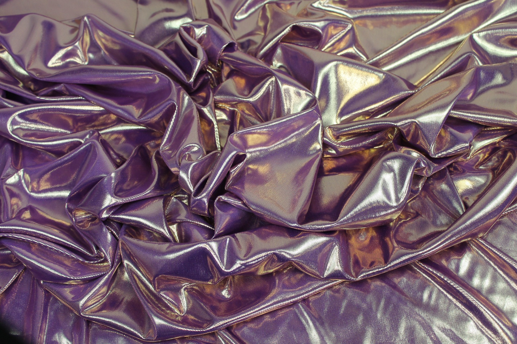 Metallic Foiled Jersey - "Liquid Lamé" - Purple / Gold fabric, image 2 of 7