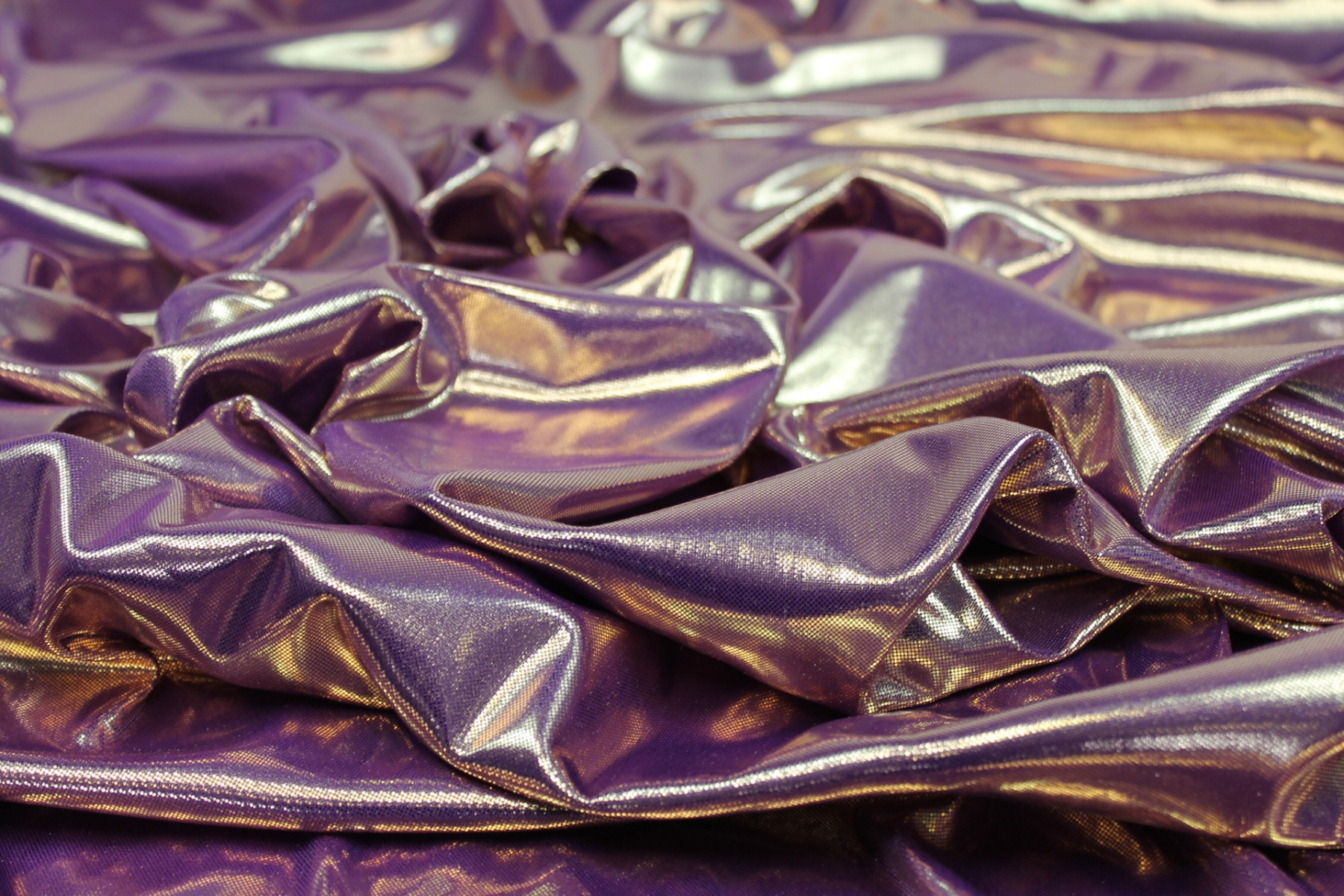 Metallic Foiled Jersey - "Liquid Lamé" - Purple / Gold fabric, image 3 of 7