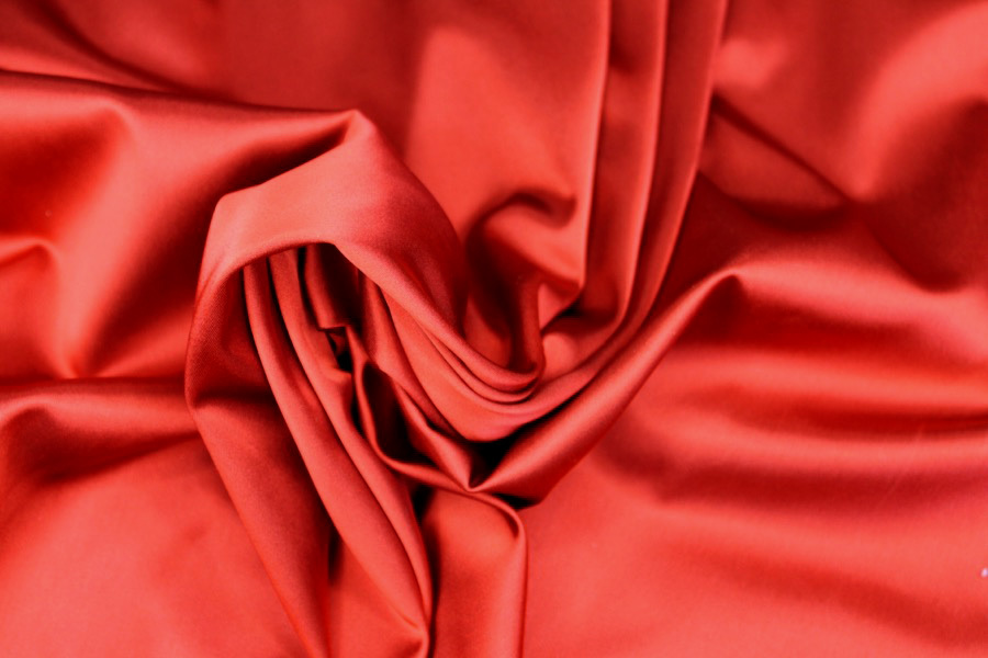 Stretch Duchesse Satin - Brick Red fabric, image 5 of 6