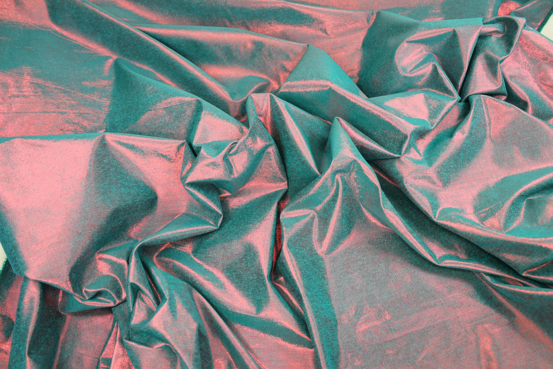 Metallic Silk Noil - Turquoise shot Red fabric, image 2 of 8