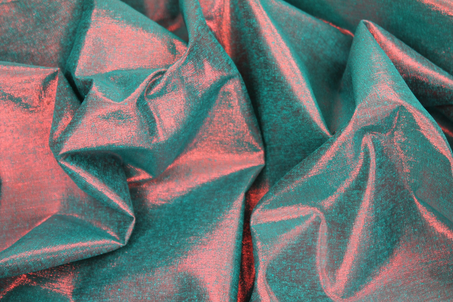 Metallic Silk Noil - Turquoise shot Red fabric, image 3 of 8