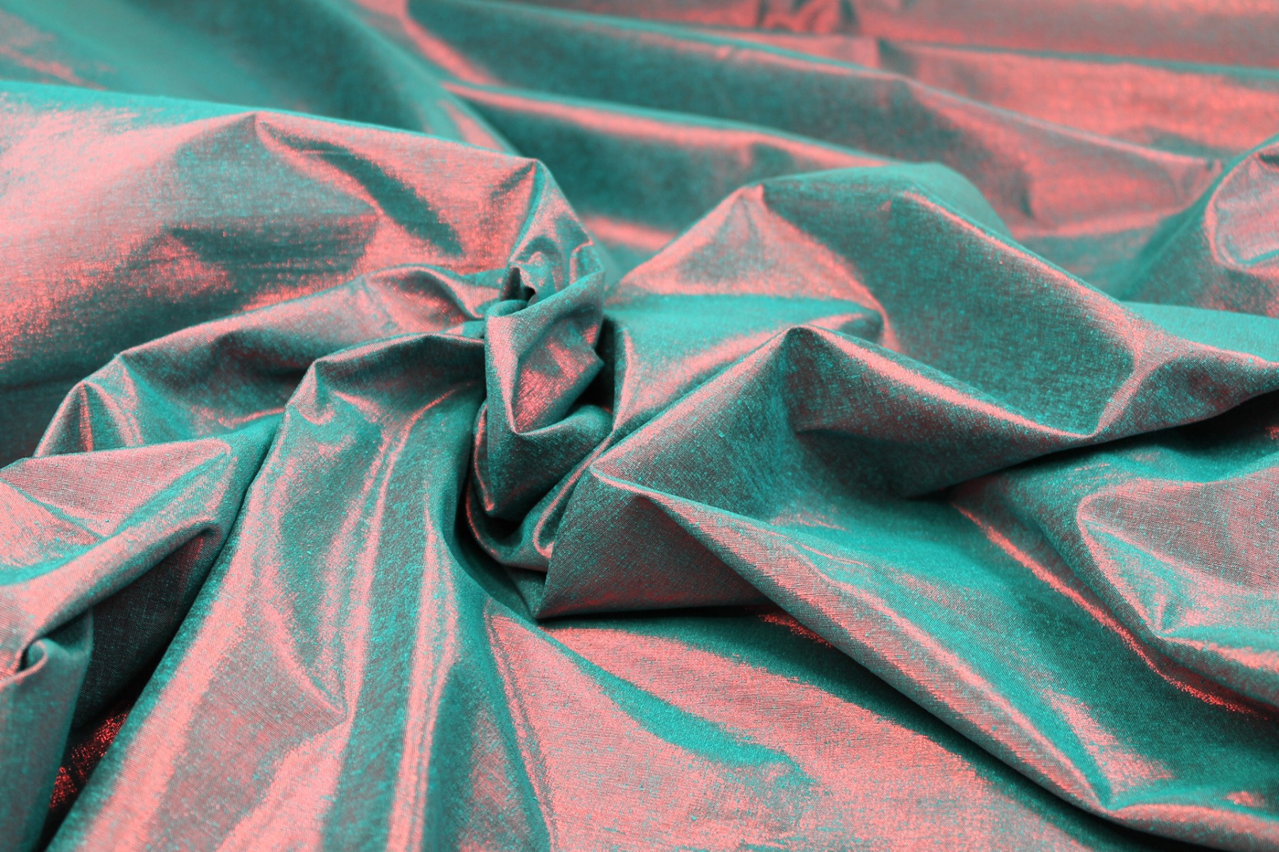 Metallic Silk Noil - Turquoise shot Red fabric, image 4 of 8