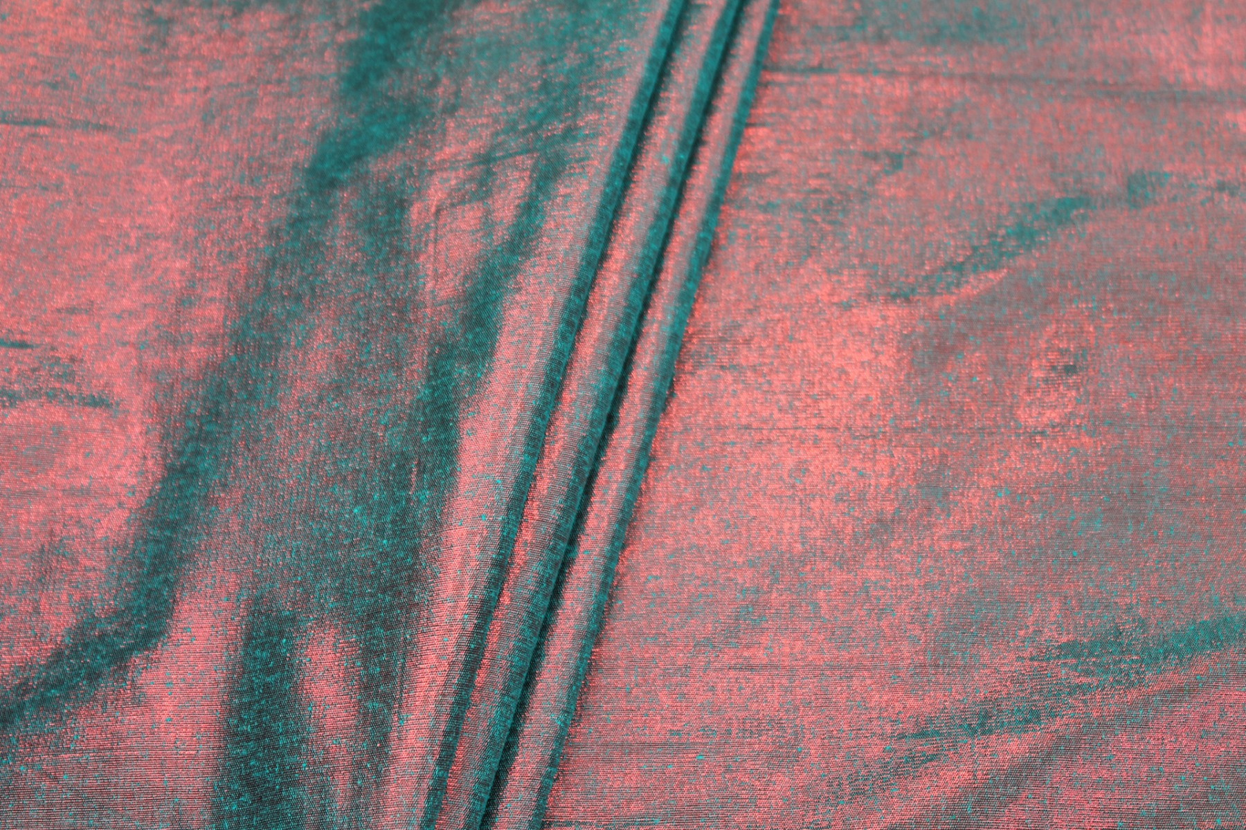 Metallic Silk Noil - Turquoise shot Red fabric, image 7 of 8