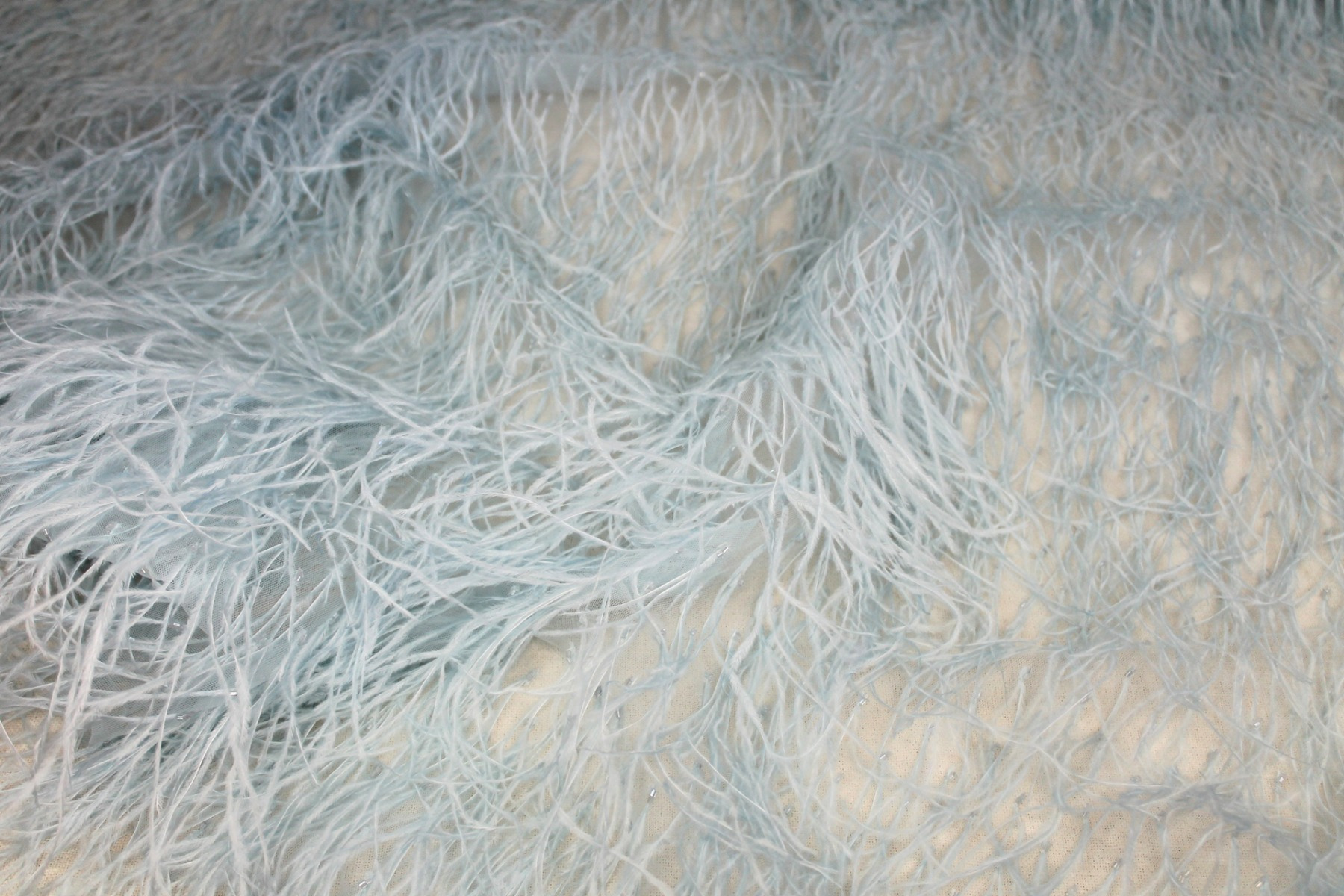 Beads and Ostrich Feathers on Tulle - Baby Blue fabric, image 2 of 6