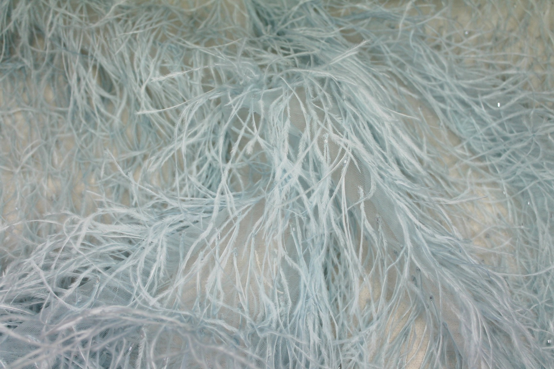 Beads and Ostrich Feathers on Tulle - Baby Blue fabric, image 4 of 6