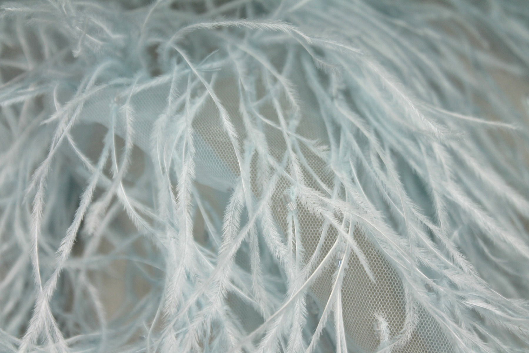 Beads and Ostrich Feathers on Tulle - Baby Blue fabric, image 5 of 6