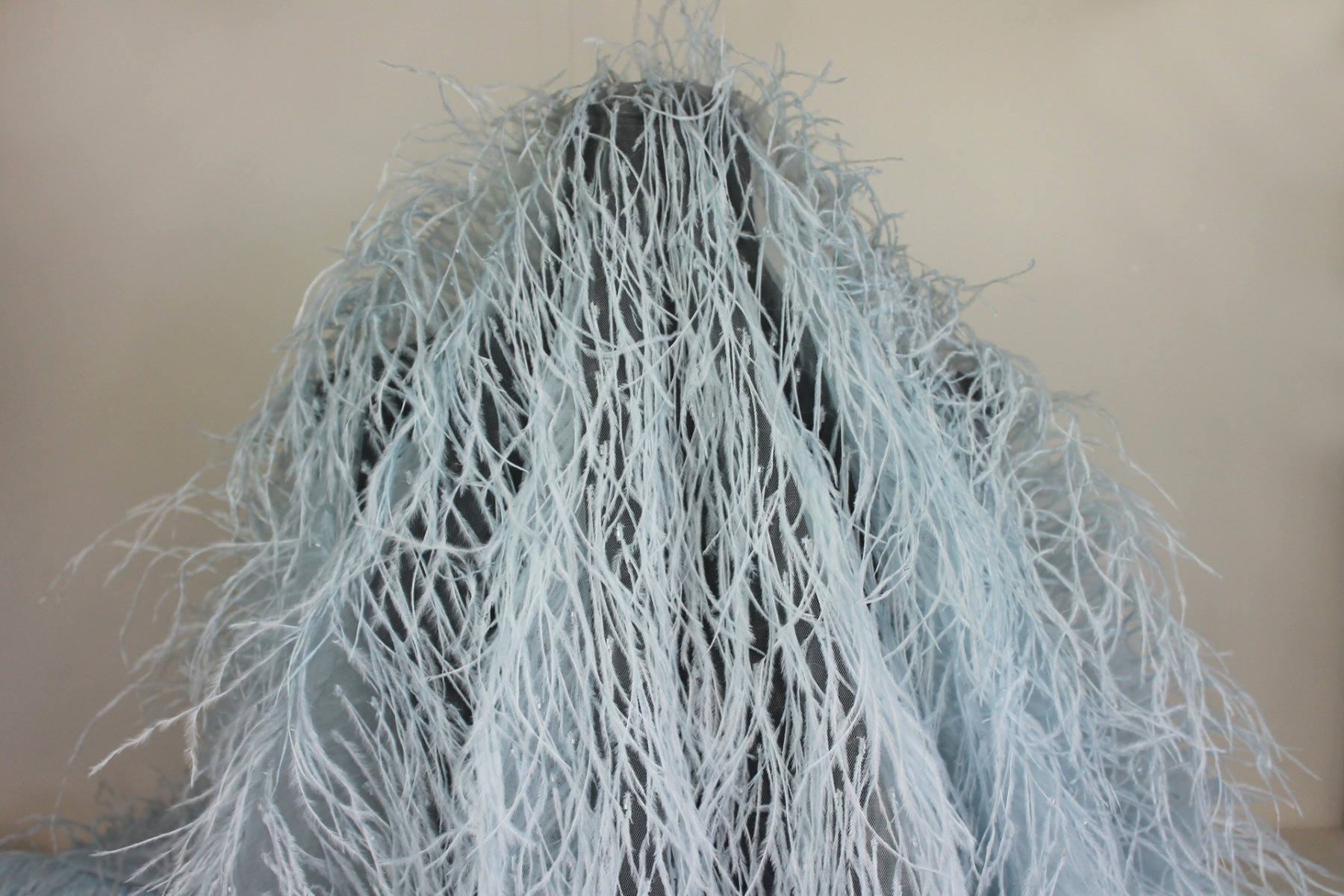 Beads and Ostrich Feathers on Tulle - Baby Blue fabric, image 6 of 6
