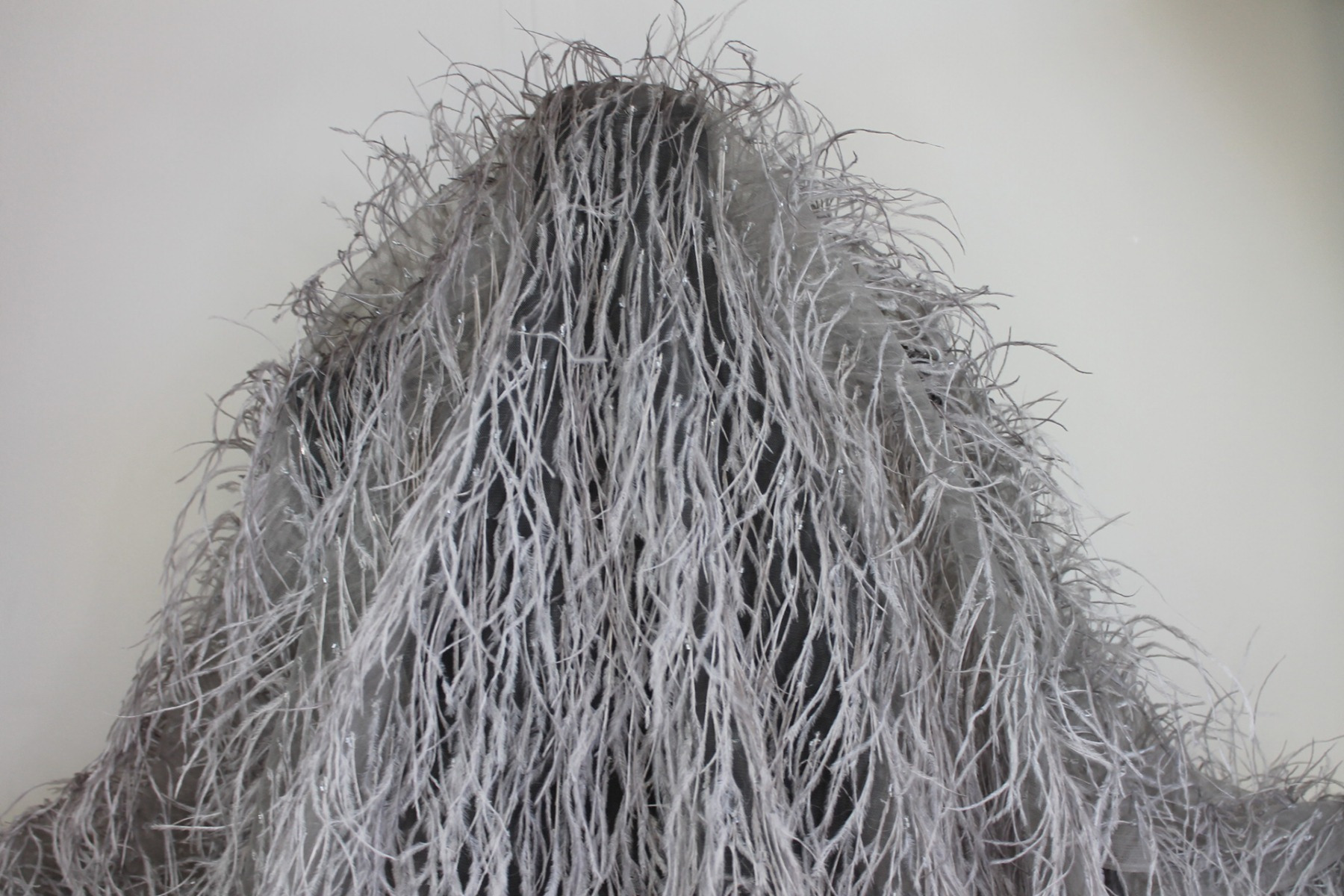 Beads and Ostrich Feathers on Tulle - Smoke Grey fabric, image 2 of 6