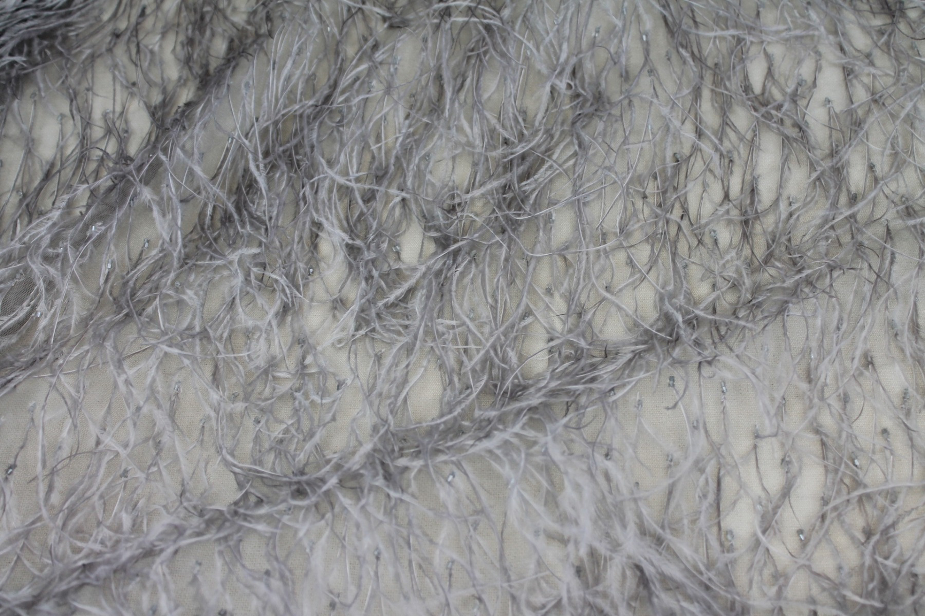 Beads and Ostrich Feathers on Tulle - Smoke Grey fabric, image 6 of 6