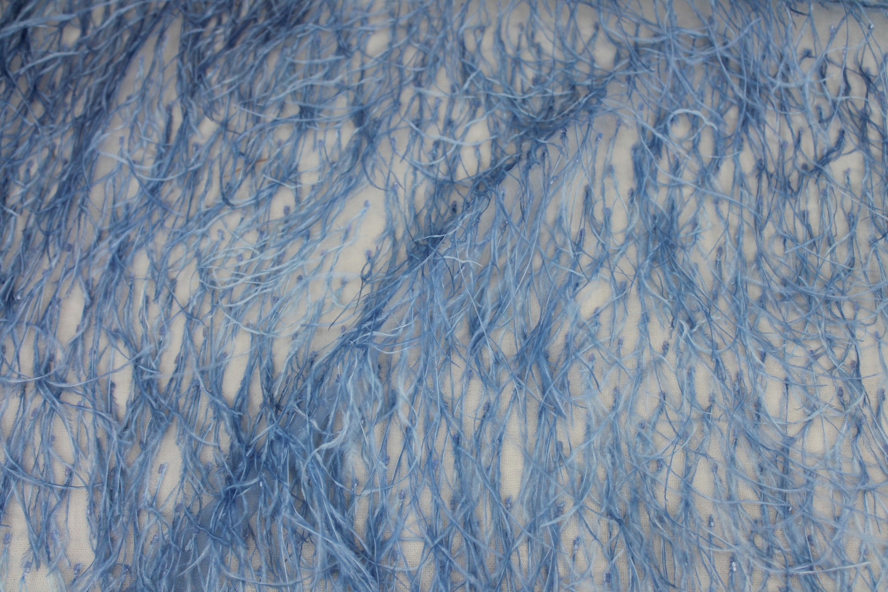 Beads and Ostrich Feathers on Tulle - Sky Blue fabric, image 5 of 6